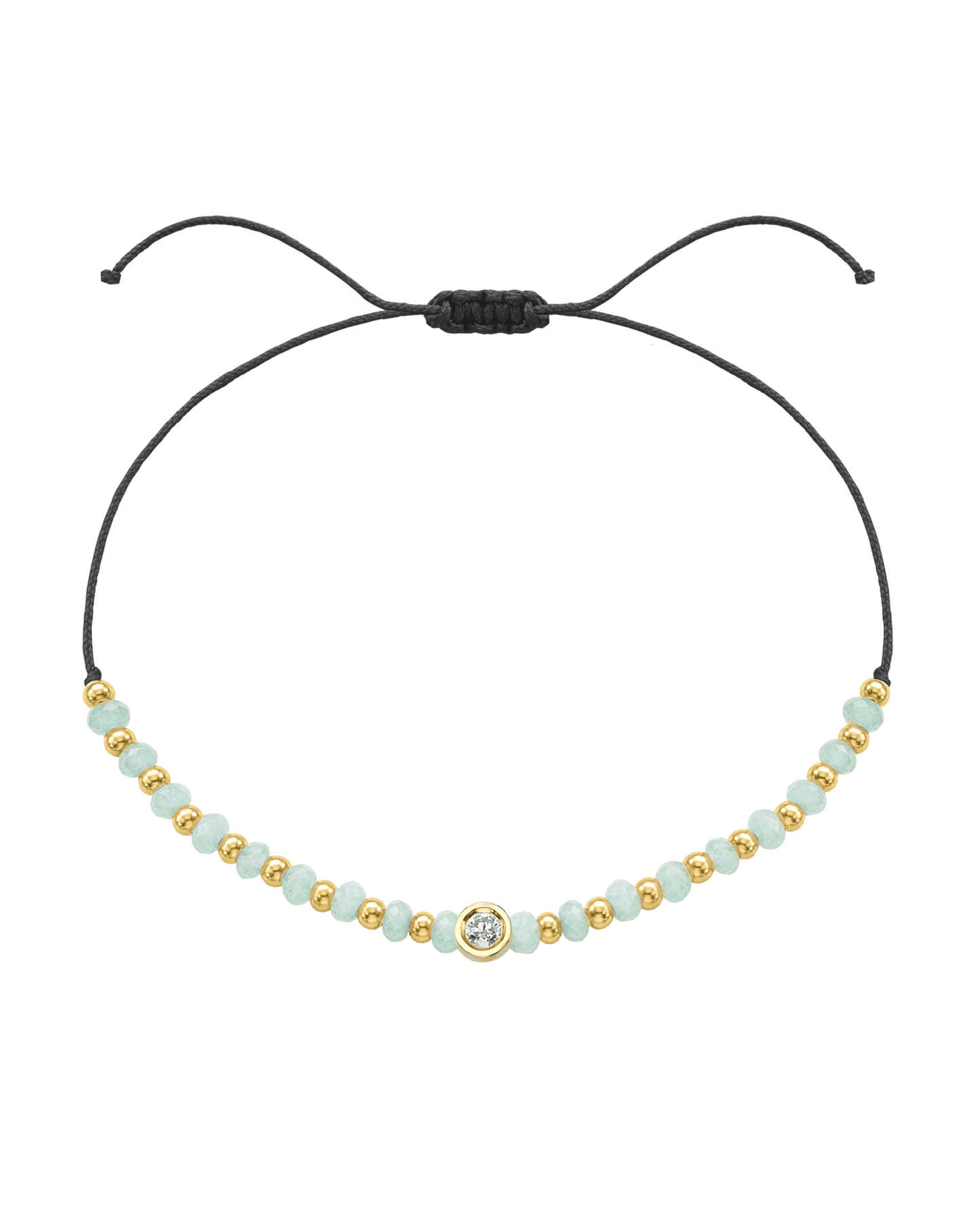 Apatite Gemstone String of Love Bracelet for Inspiration - 14K Yellow Gold Bracelets 14K Solid Gold Black Medium: 0.04ct 
