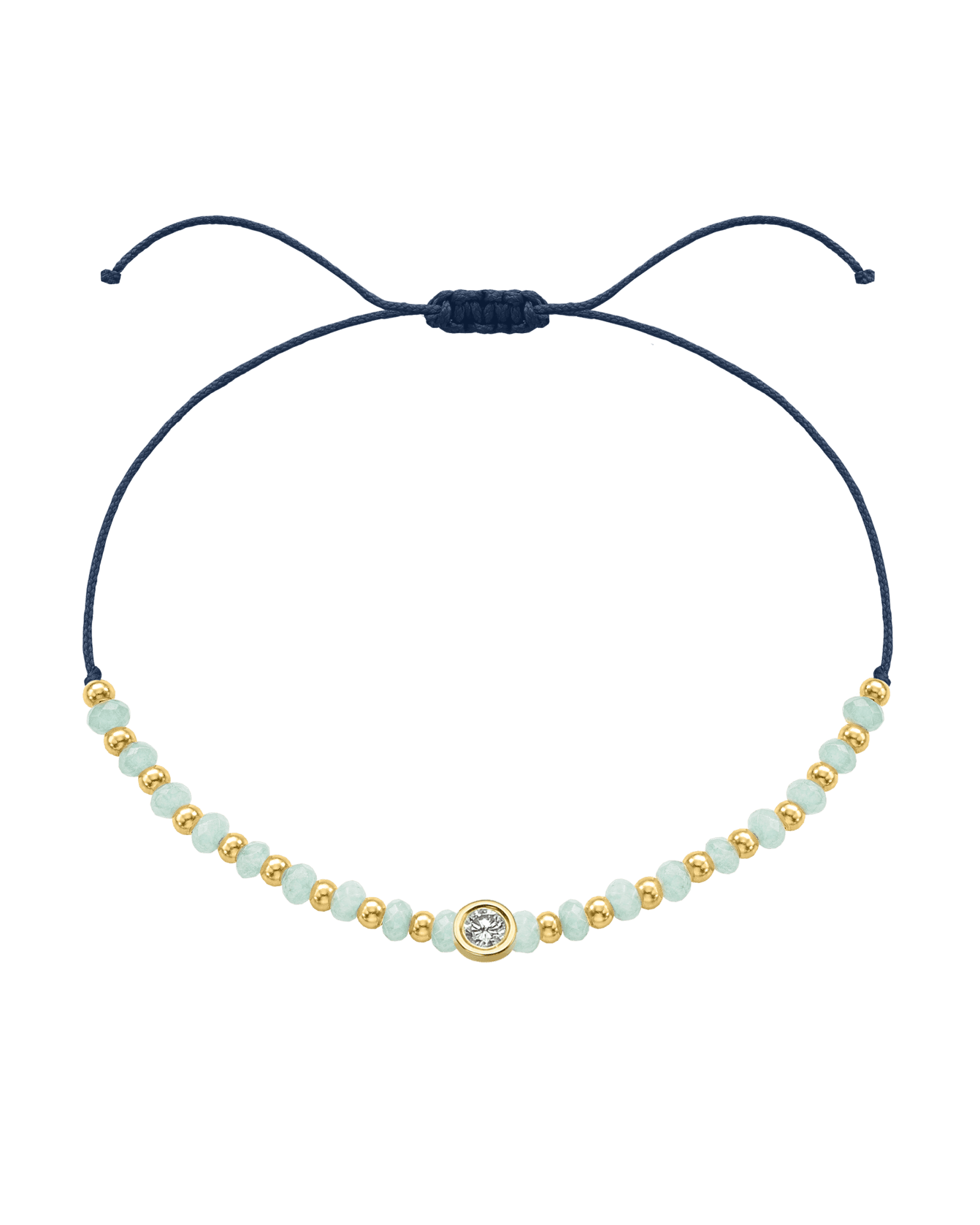 Apatite Gemstone String of Love Bracelet for Inspiration - 14K Yellow Gold Bracelets 14K Solid Gold Navy Blue Large: 0.1ct 