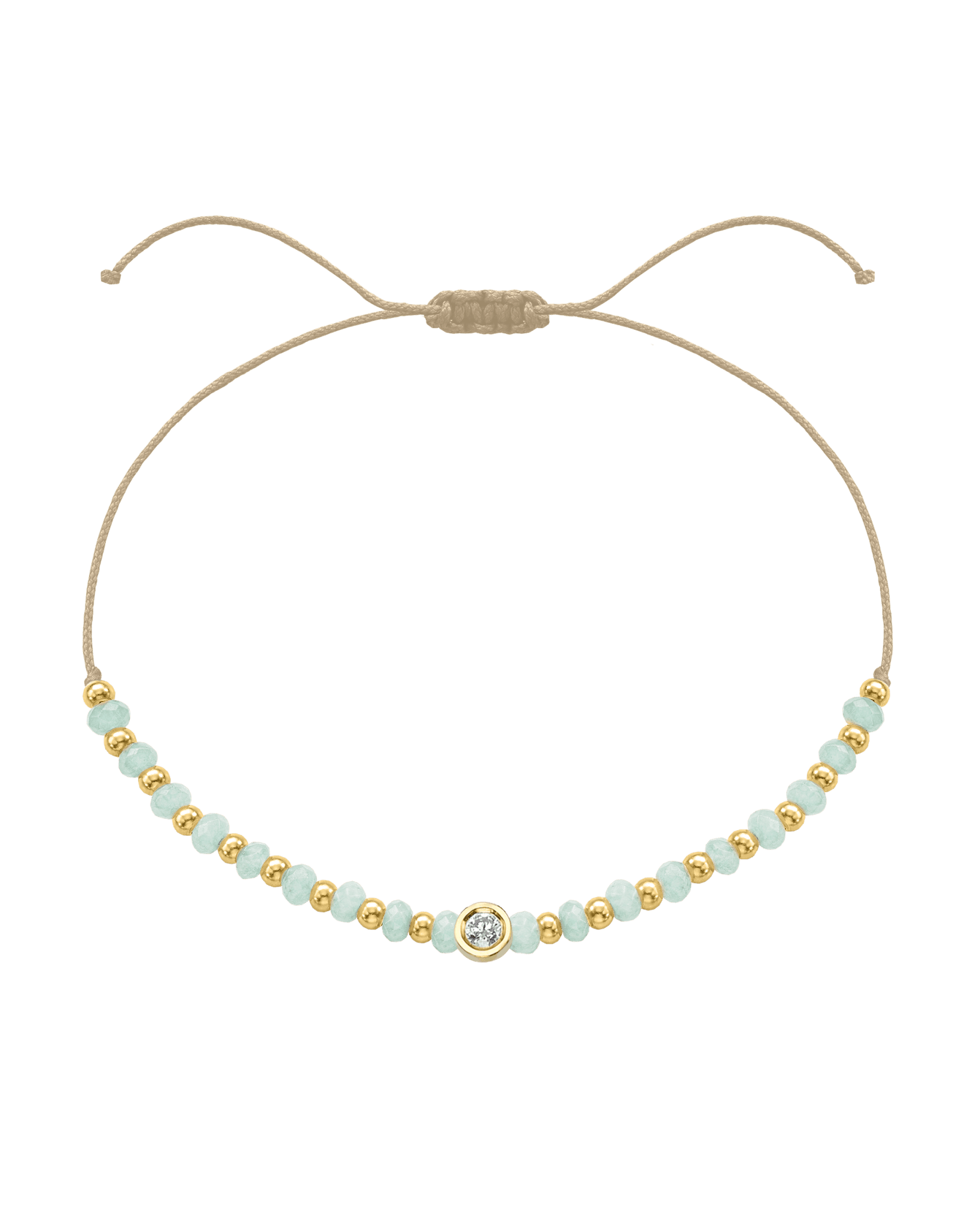 Apatite Gemstone String of Love Bracelet for Inspiration - 14K Yellow Gold Bracelets 14K Solid Gold Beige Medium: 0.04ct 
