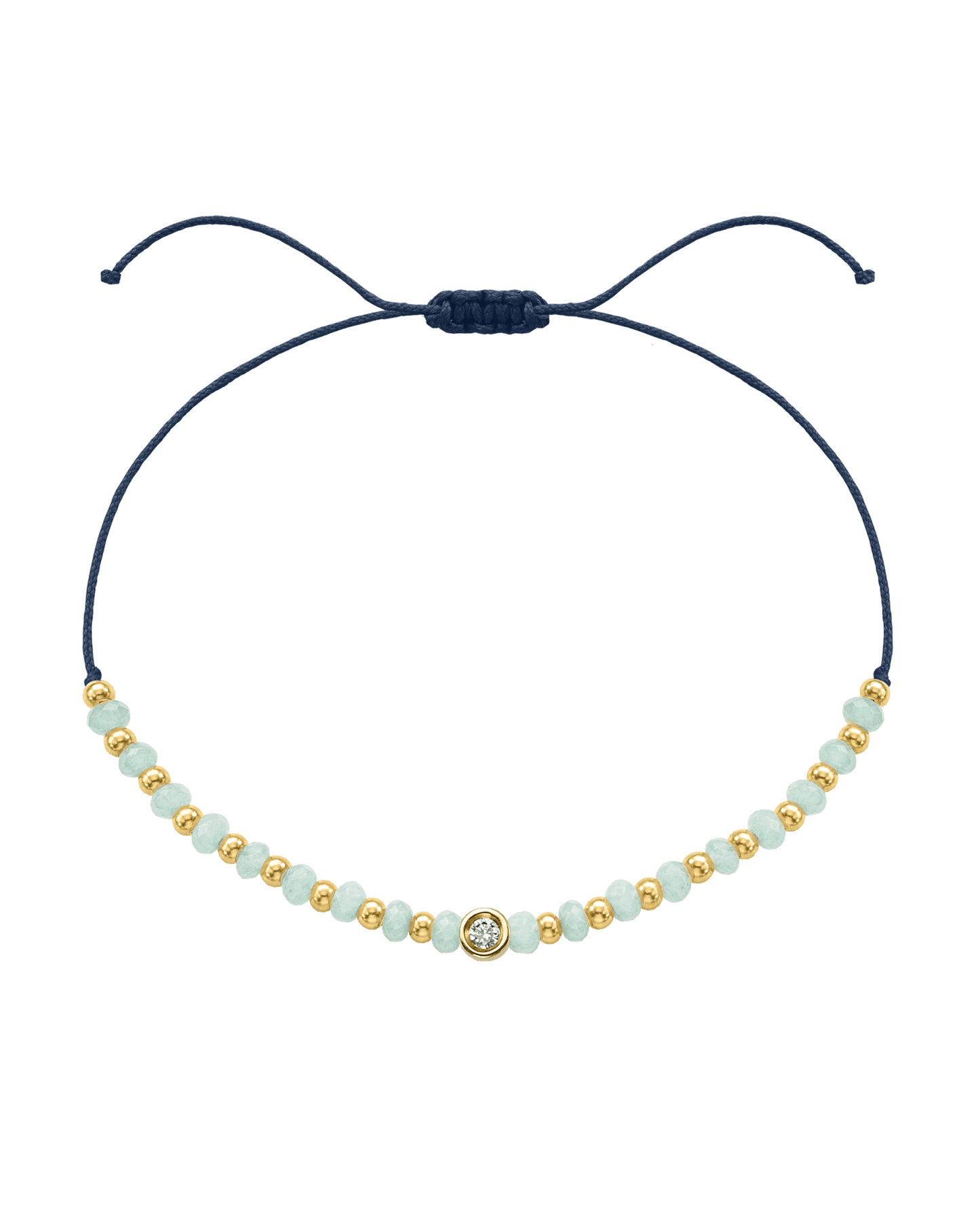Apatite Gemstone String of Love Bracelet for Inspiration - 14K Yellow Gold Bracelets 14K Solid Gold Navy Blue Small: 0.03ct 