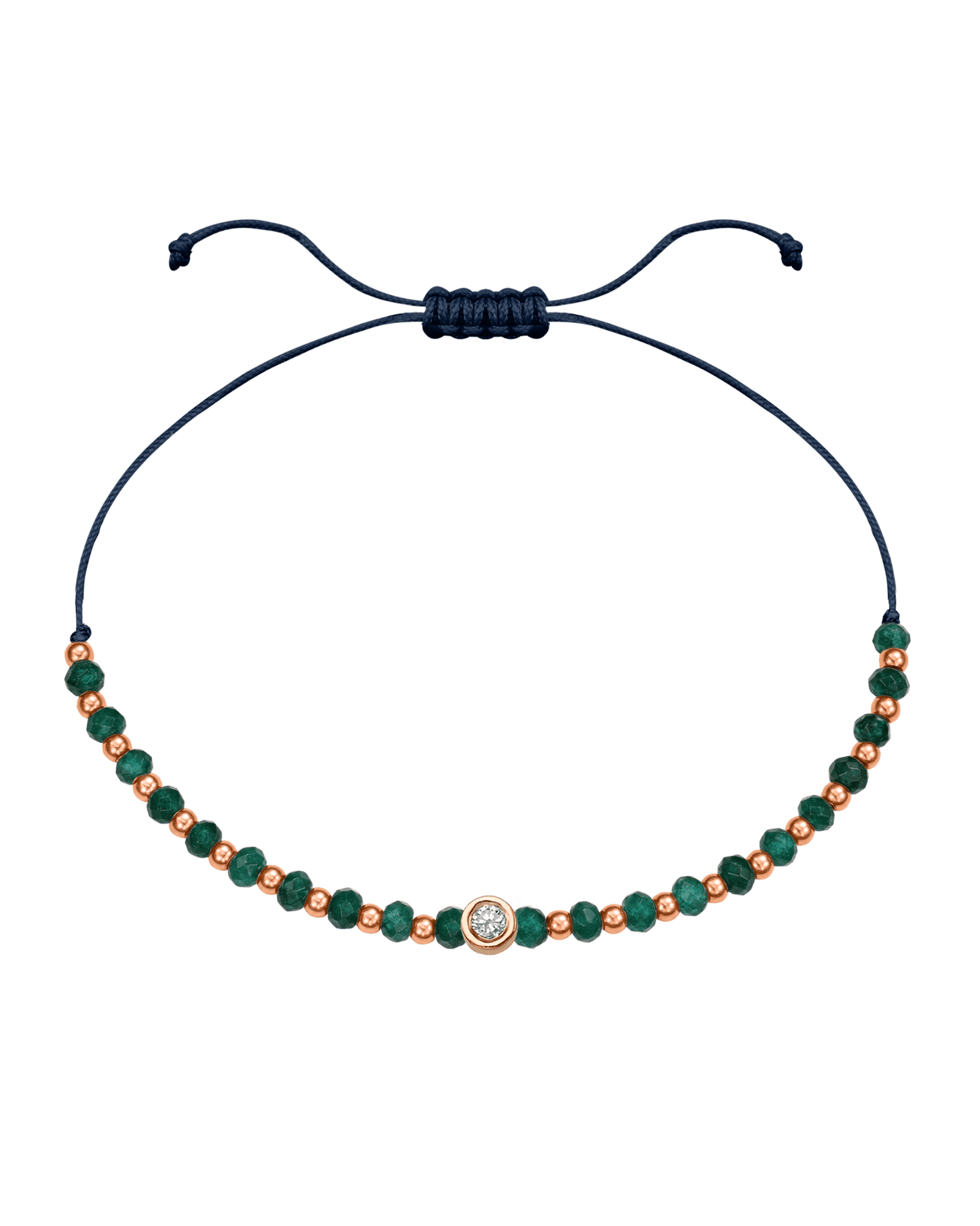 Aventurine Gemstone String of Love Bracelet for Luck - 14K Rose Gold Bracelets 14K Solid Gold Navy Blue Medium: 0.04ct 