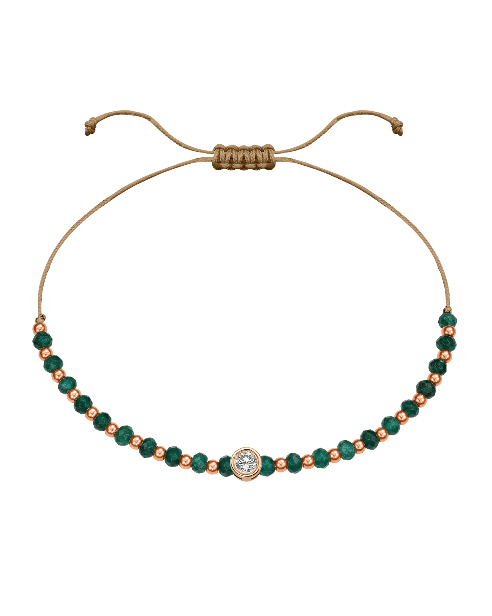 Aventurine Gemstone String of Love Bracelet for Luck - 14K Rose Gold Bracelets 14K Solid Gold Camel Large: 0.1ct 