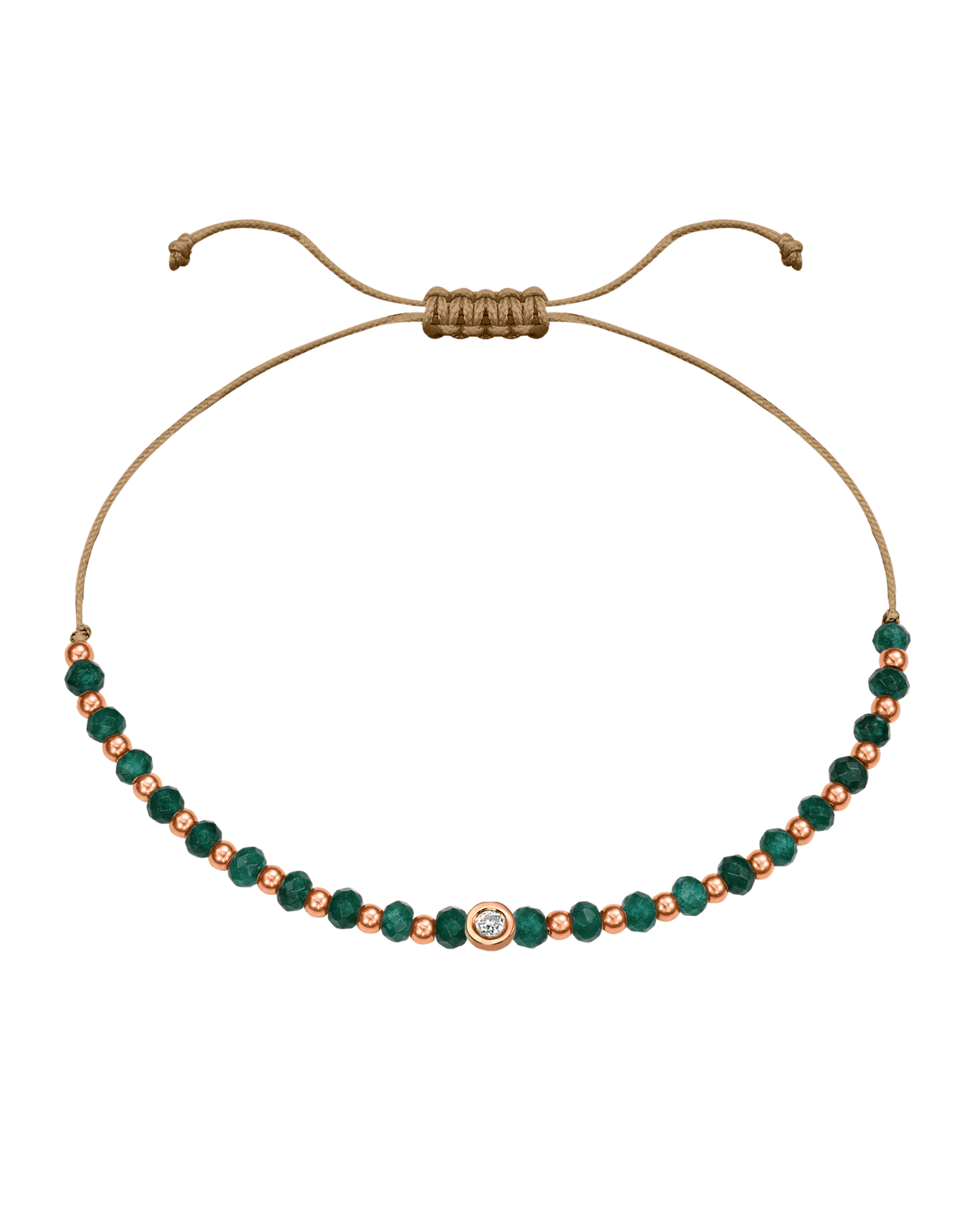 Aventurine Gemstone String of Love Bracelet for Luck - 14K Rose Gold Bracelets 14K Solid Gold Camel Small: 0.03ct 