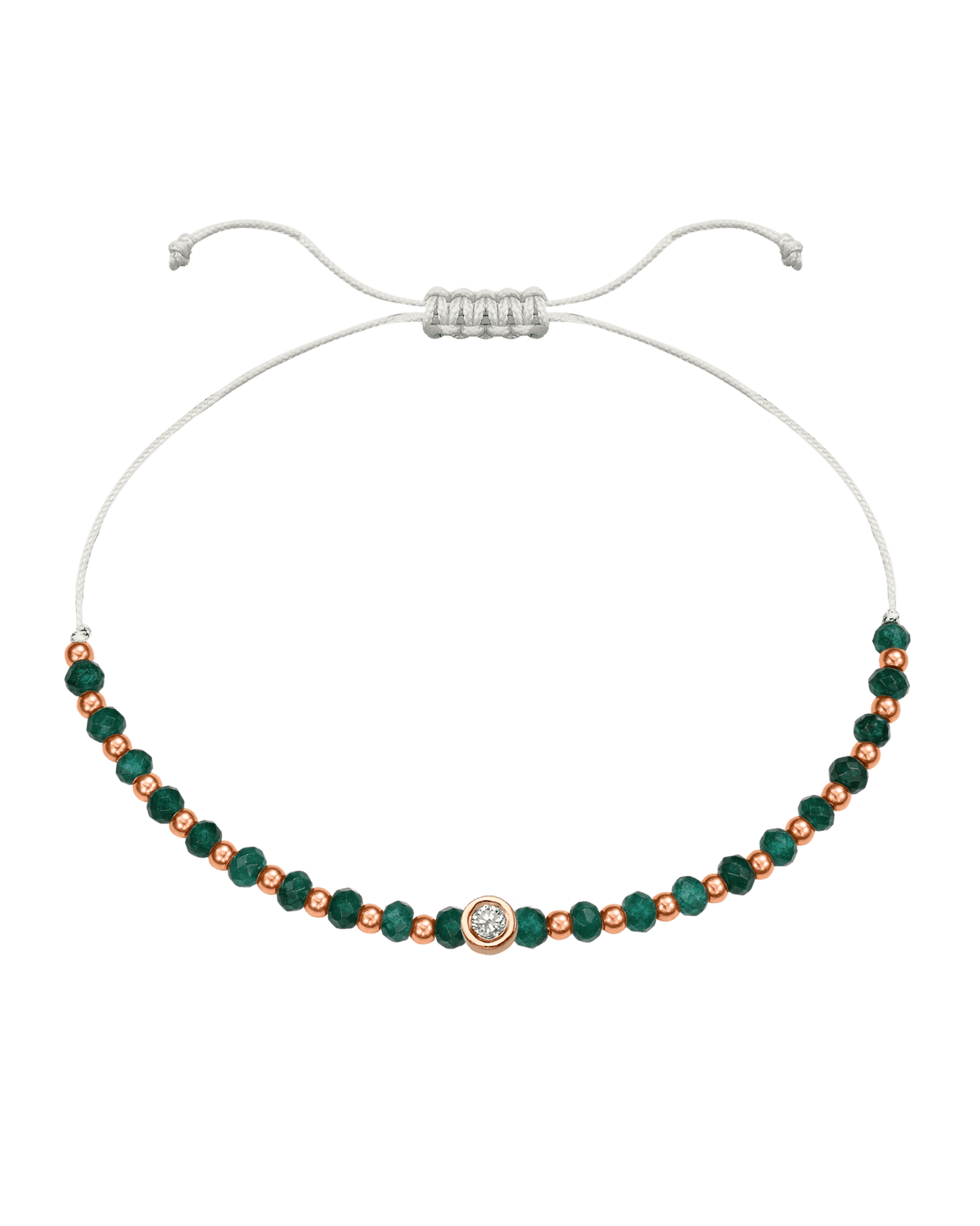 Aventurine Gemstone String of Love Bracelet for Luck - 14K Rose Gold Bracelets 14K Solid Gold Pearl Medium: 0.04ct 