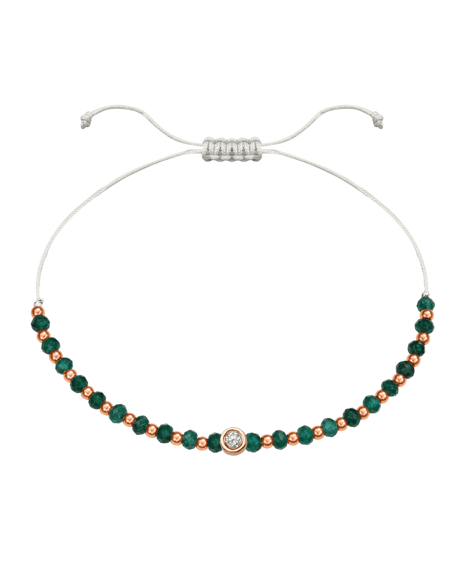 Aventurine Gemstone String of Love Bracelet for Luck - 14K Rose Gold Bracelets 14K Solid Gold Pearl Medium: 0.04ct 
