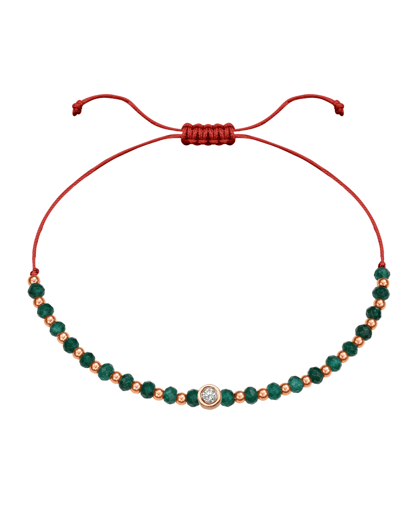 Aventurine Gemstone String of Love Bracelet for Luck - 14K Rose Gold Bracelets 14K Solid Gold Red Medium: 0.04ct 