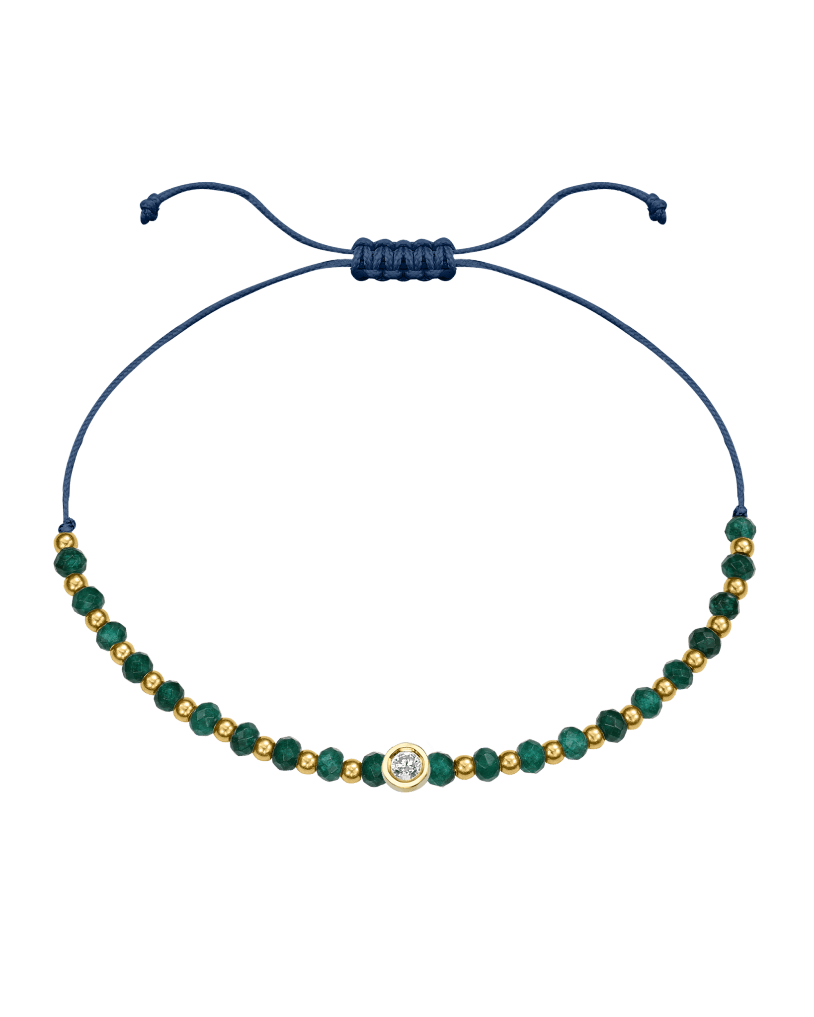 Aventurine Gemstone String of Love Bracelet for Luck - 14K Yellow Gold Bracelets 14K Solid Gold Indigo Medium: 0.04ct 
