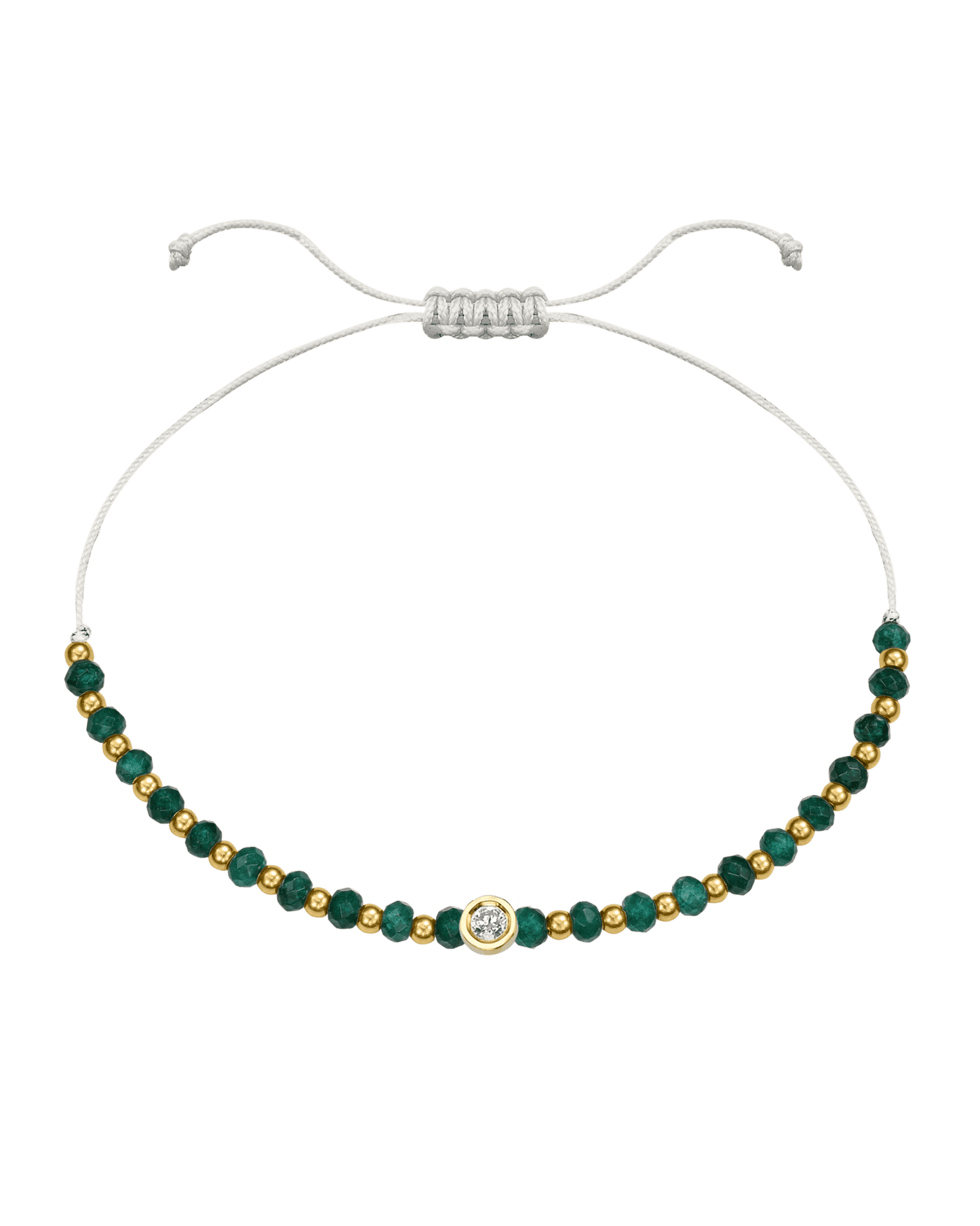 Aventurine Gemstone String of Love Bracelet for Luck - 14K Yellow Gold Bracelets 14K Solid Gold Pearl Medium: 0.04ct 