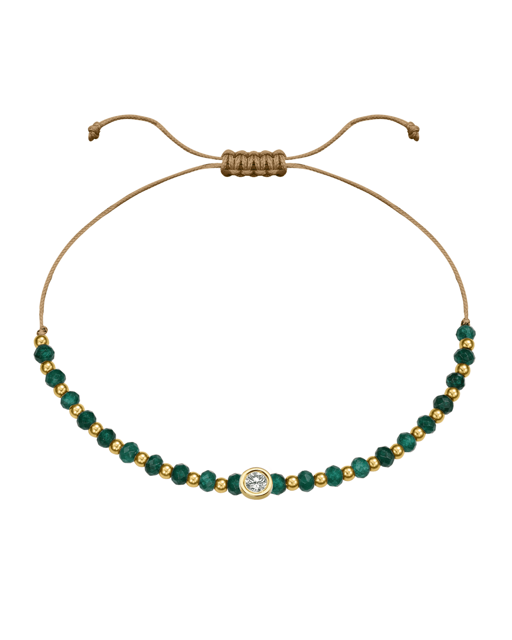 Aventurine Gemstone String of Love Bracelet for Luck - 14K Yellow Gold Bracelets 14K Solid Gold Camel Large: 0.1ct 