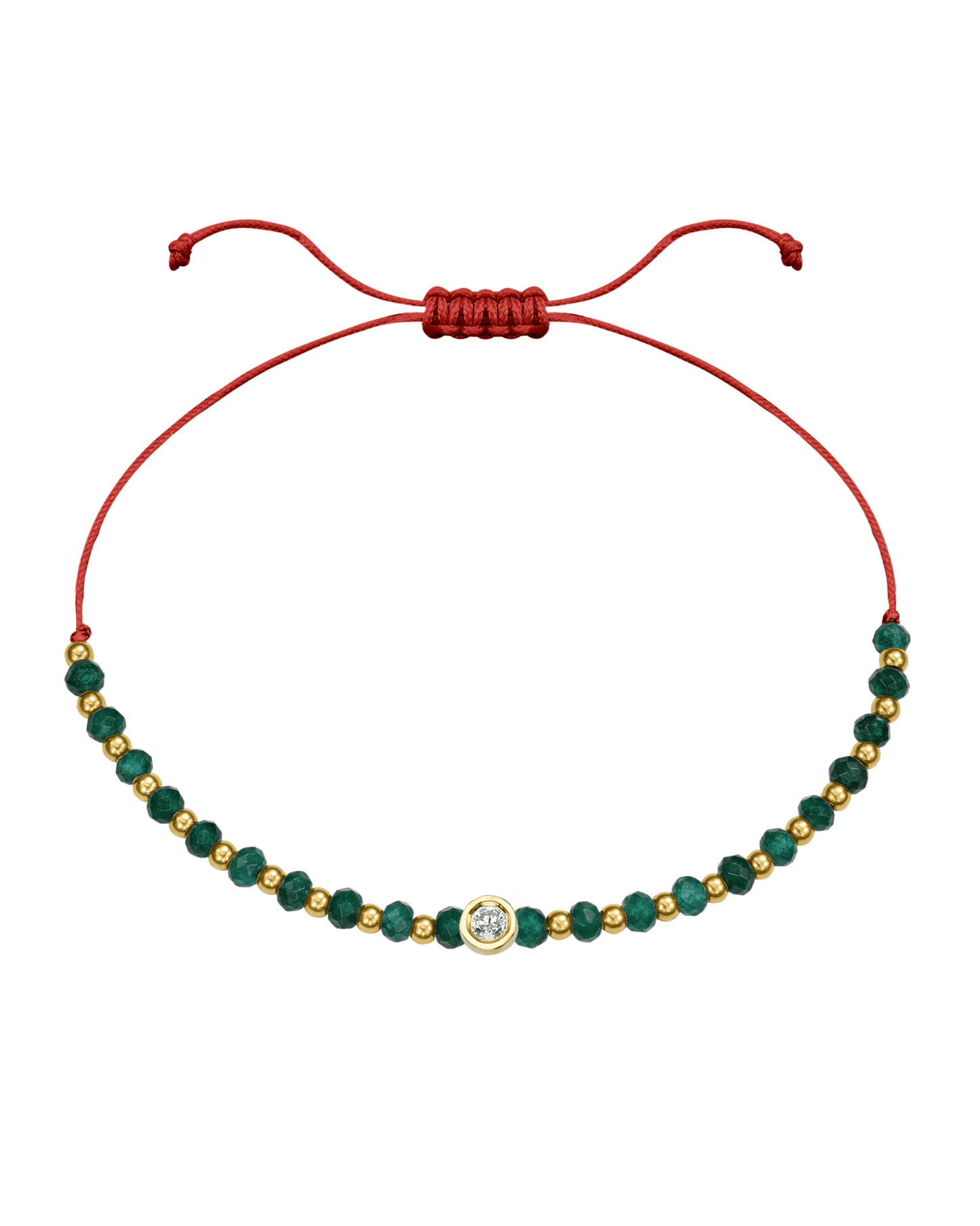 Aventurine Gemstone String of Love Bracelet for Luck - 14K Yellow Gold Bracelets 14K Solid Gold Red Medium: 0.04ct 