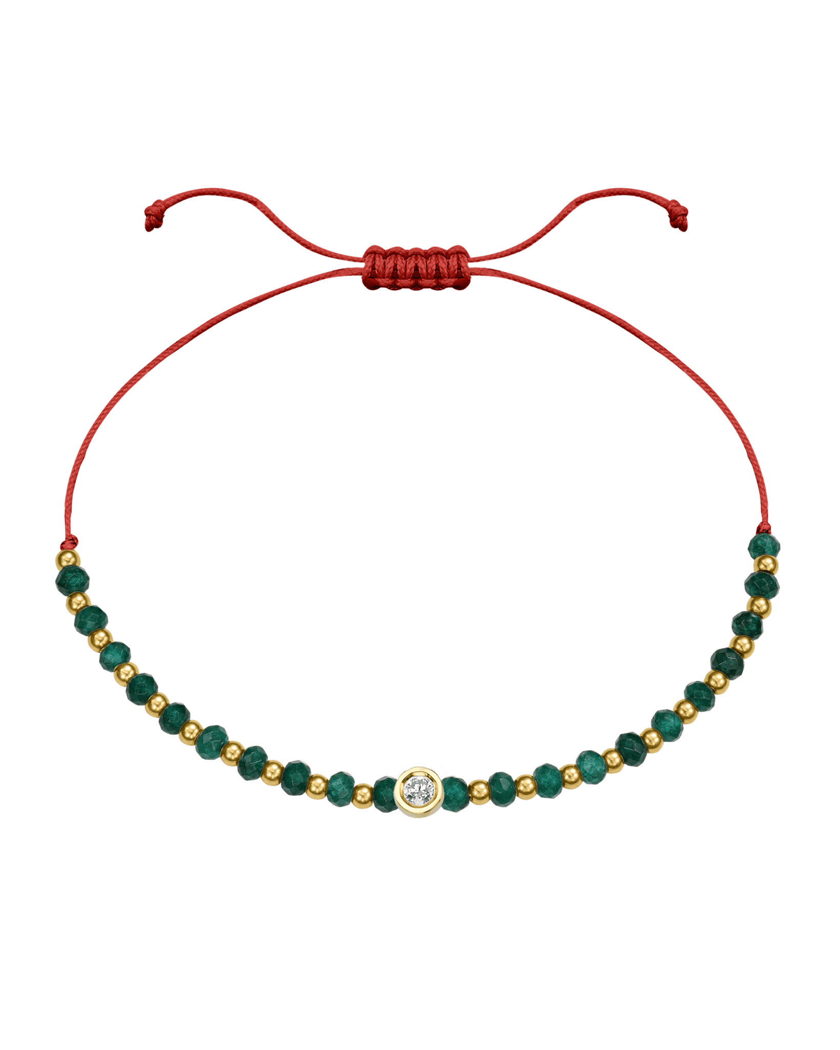 Aventurine Gemstone String of Love Bracelet for Luck - 14K Yellow Gold Bracelets 14K Solid Gold Red Medium: 0.04ct 