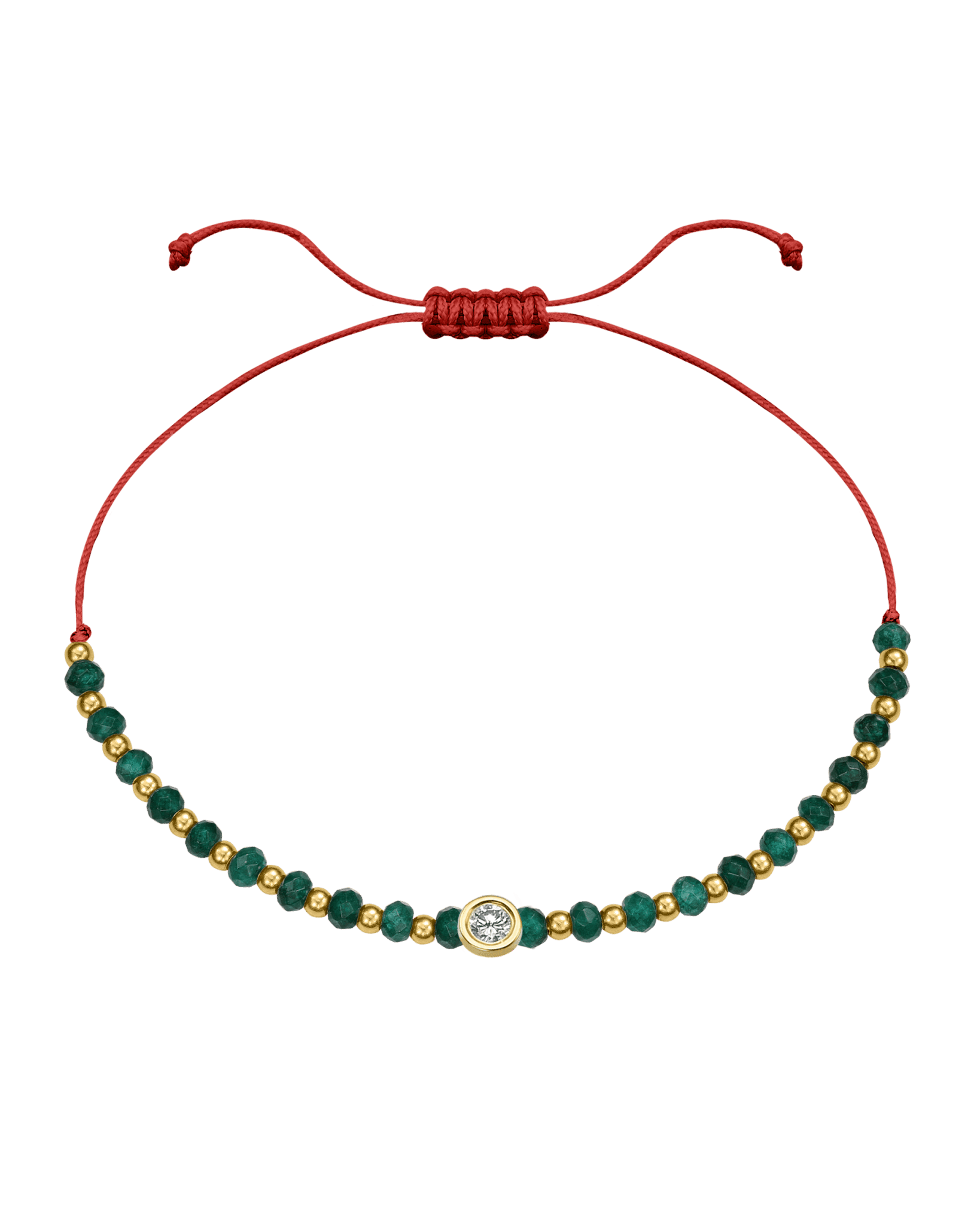 Aventurine Gemstone String of Love Bracelet for Luck - 14K Yellow Gold Bracelets 14K Solid Gold Red Large: 0.1ct 