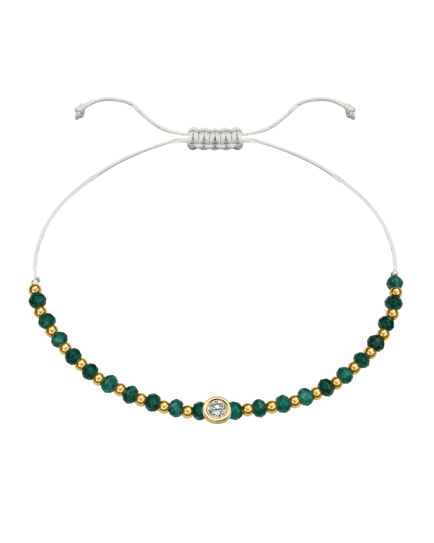 Aventurine Gemstone String of Love Bracelet for Luck - 14K Yellow Gold Bracelets 14K Solid Gold Pearl Large: 0.1ct 