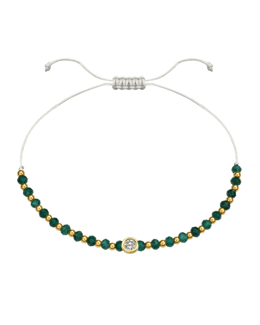 Aventurine Gemstone String of Love Bracelet for Luck - 14K Yellow Gold Bracelets 14K Solid Gold Pearl Large: 0.1ct 
