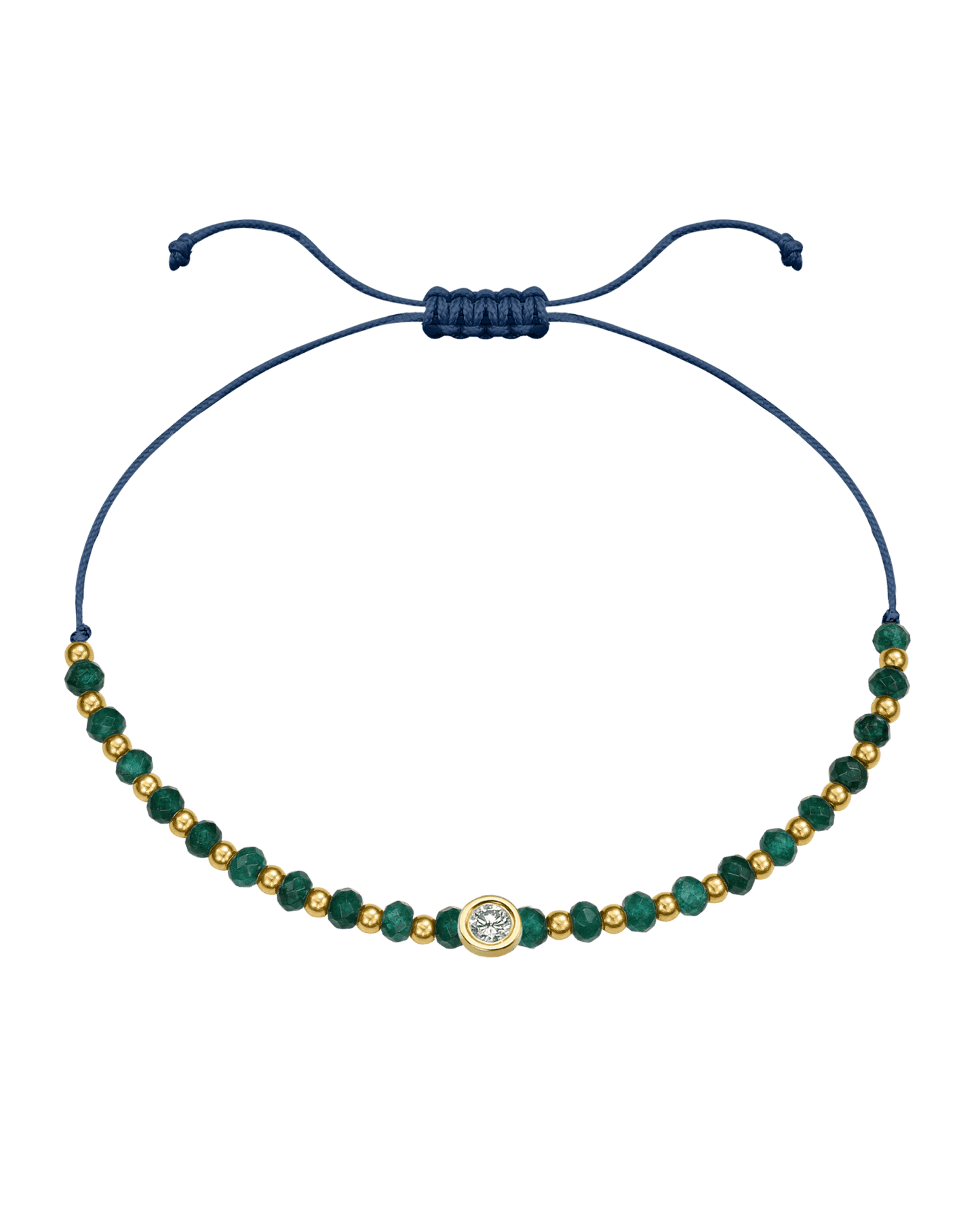 Aventurine Gemstone String of Love Bracelet for Luck - 14K Yellow Gold Bracelets 14K Solid Gold Indigo Large: 0.1ct 