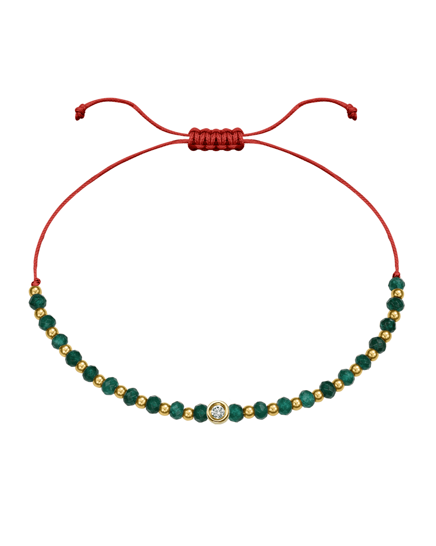 Aventurine Gemstone String of Love Bracelet for Luck - 14K Yellow Gold Bracelets 14K Solid Gold Red Small: 0.03ct 