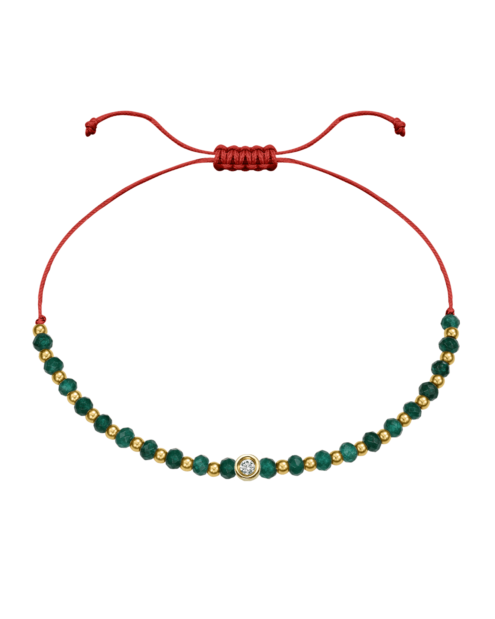 Aventurine Gemstone String of Love Bracelet for Luck - 14K Yellow Gold Bracelets 14K Solid Gold Red Small: 0.03ct 