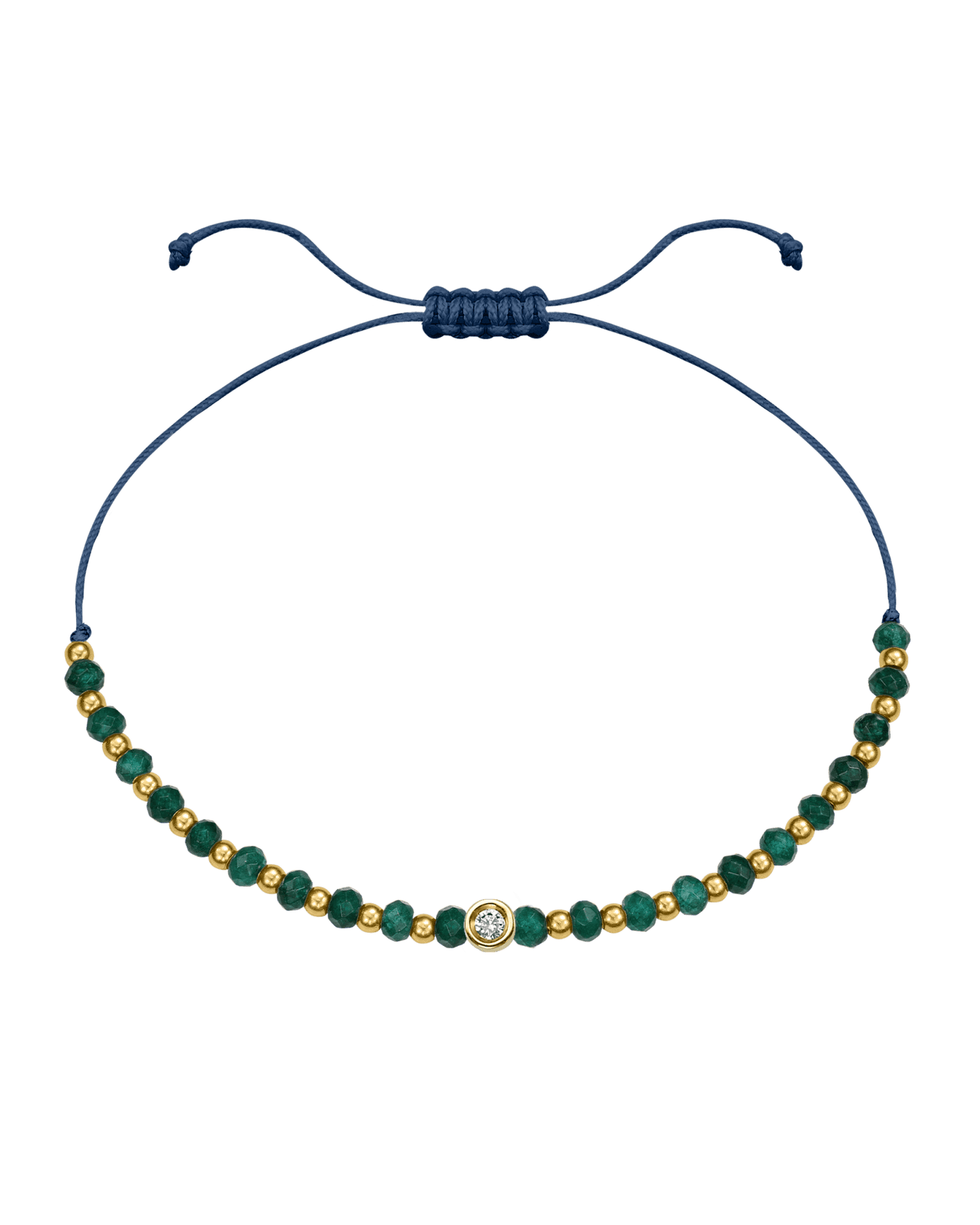 Aventurine Gemstone String of Love Bracelet for Luck - 14K Yellow Gold Bracelets 14K Solid Gold Indigo Small: 0.03ct 
