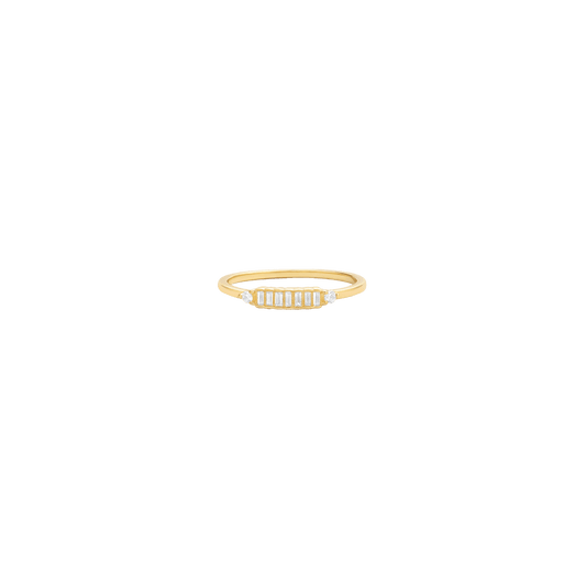 Baguette Diamond Art Deco Ring - 14K Yellow Gold Rings 14K Solid Gold US 4 