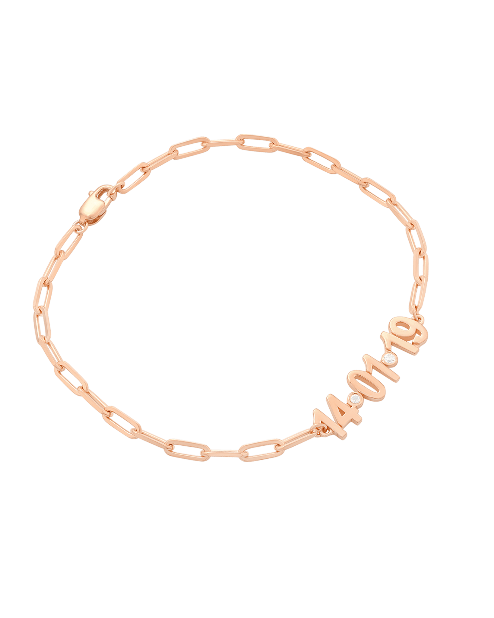 Birthdate Diamond Bracelet - 14K Rose Gold Bracelets magal-dev 6" 