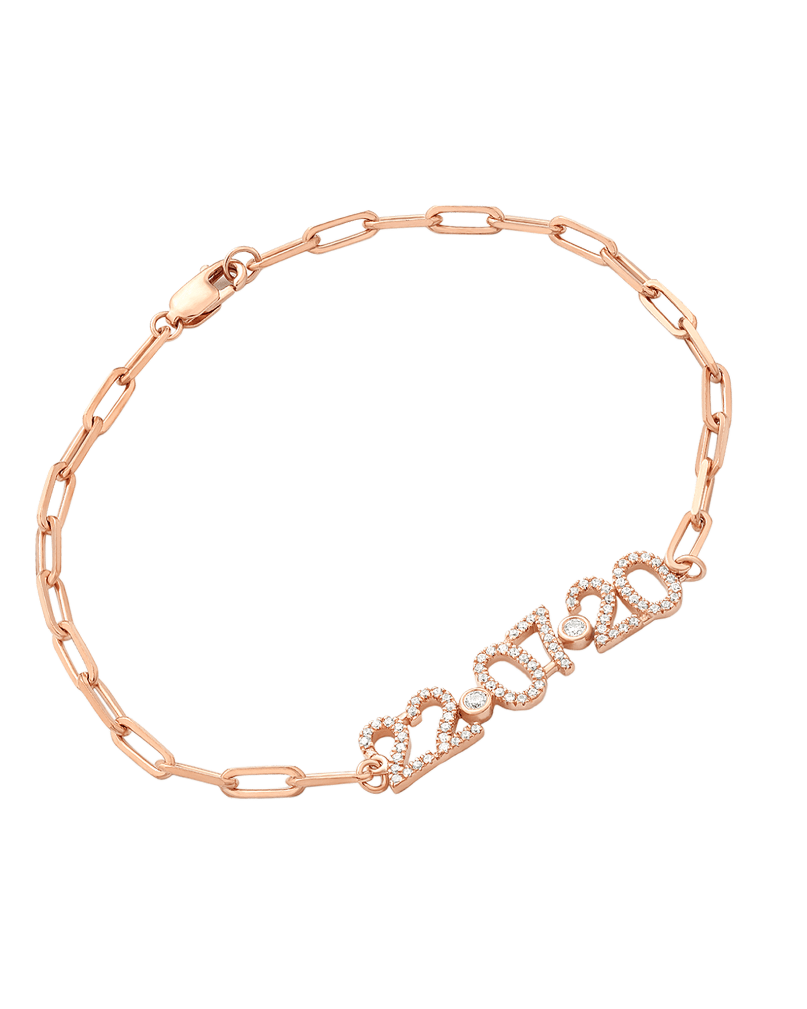 Birthdate Diamond Paved Bracelet - 14K Rose Gold Bracelets magal-dev 6" 