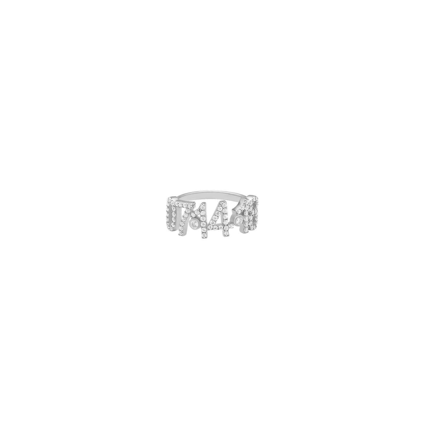 Birthdate Paved Diamond Ring - 14K White Gold Rings magal-dev US 4 