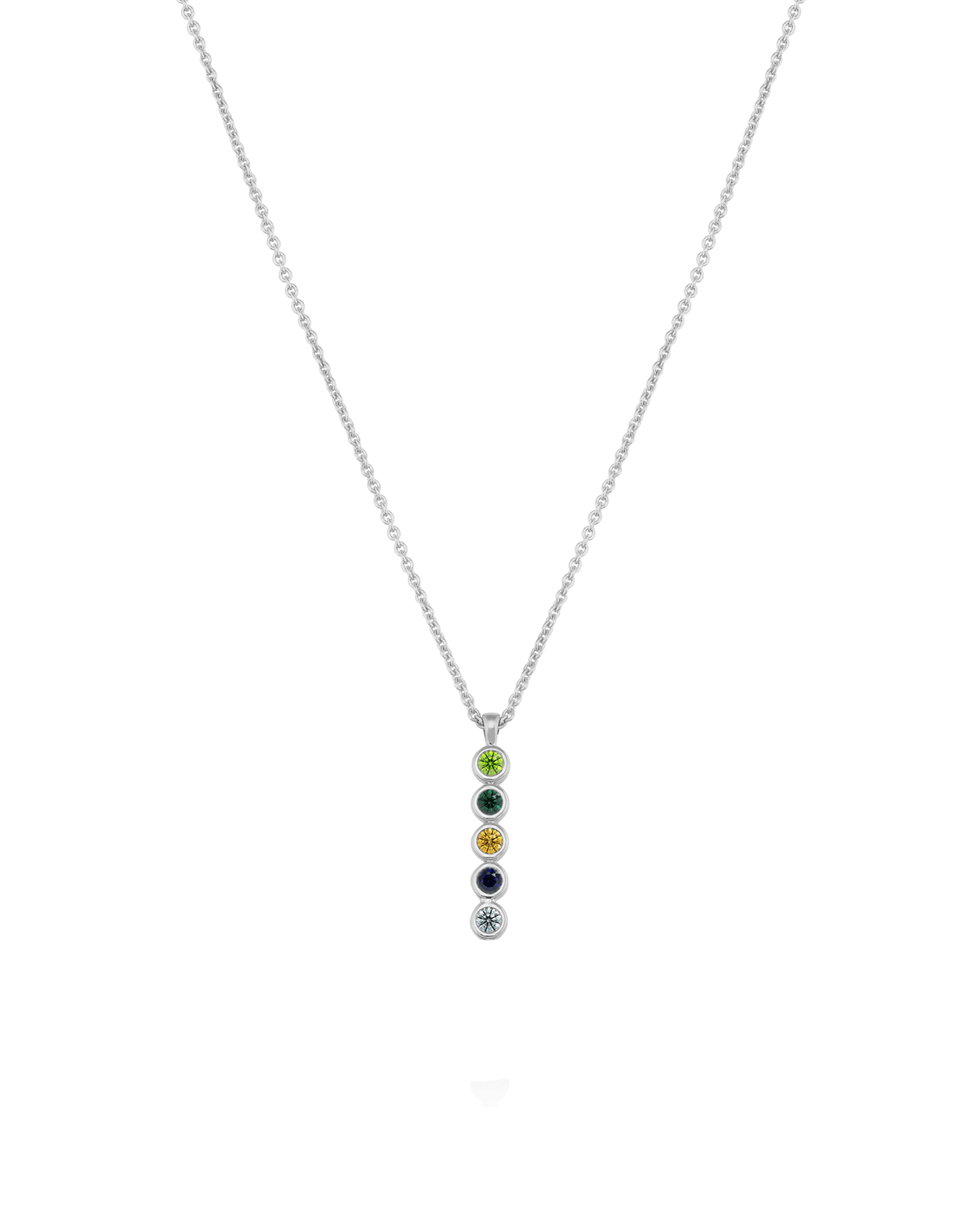 Birthstone Bar Chain Necklace - 925 Sterling Silver Necklaces 925 Silver 1 Birthstone Small - 16" 