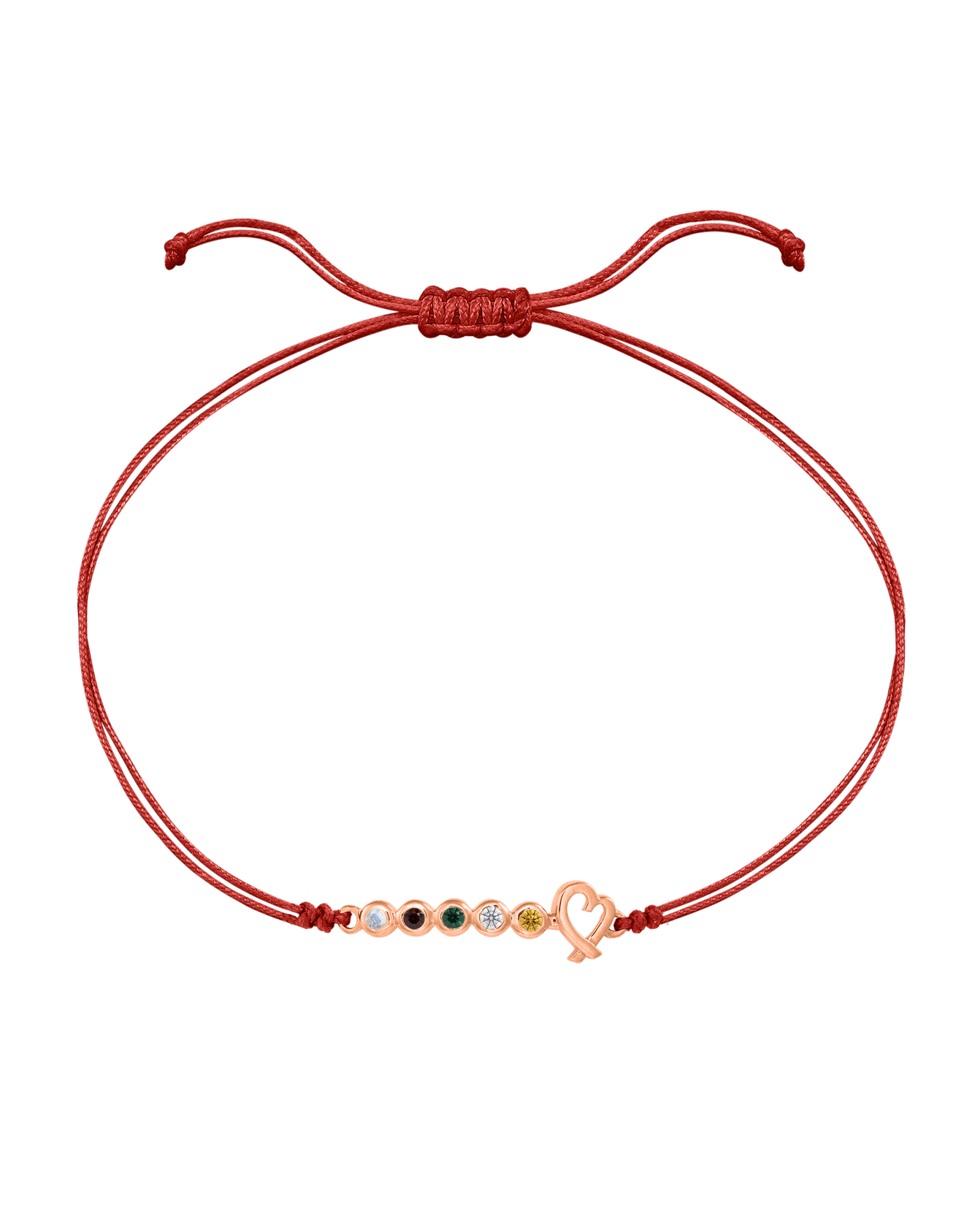 Birthstone Bar Heart Bracelet - 14K Rose Gold Bracelets 14K Solid Gold Red 2 