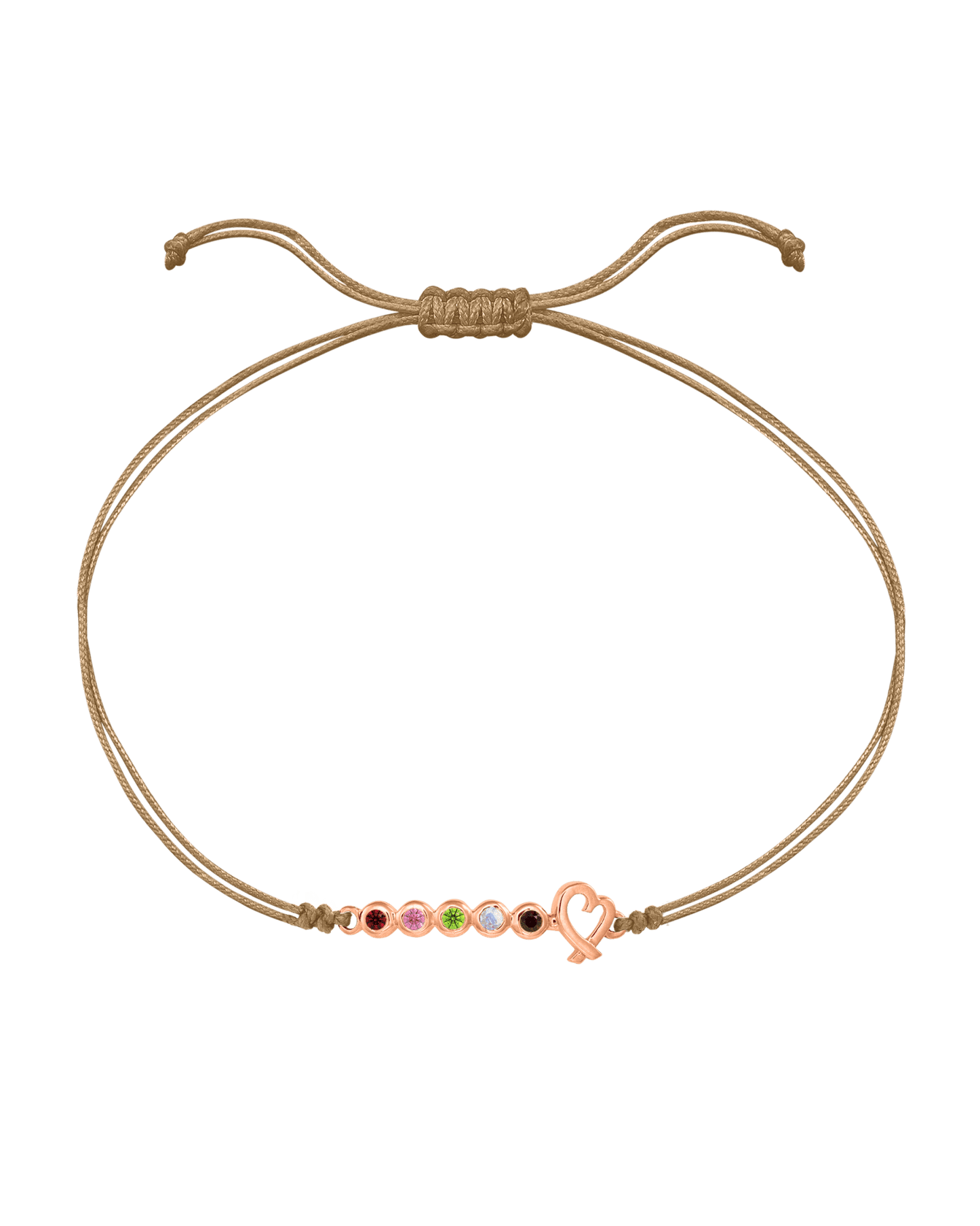 Birthstone Bar Heart Bracelet - 14K Rose Gold Bracelets 14K Solid Gold Camel 2 