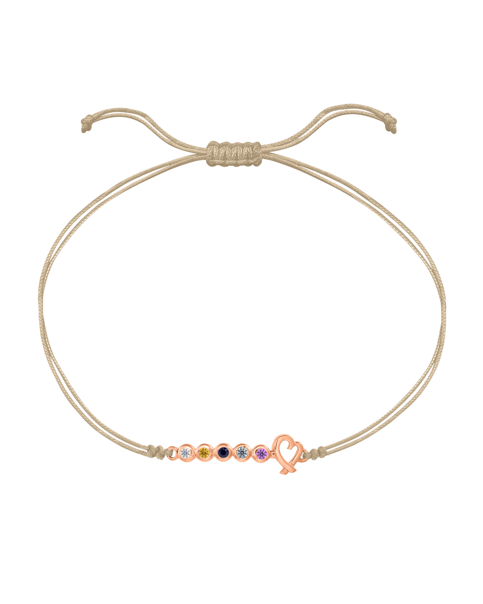 Birthstone Bar Heart Bracelet - 14K Rose Gold Bracelets 14K Solid Gold Sand 2 