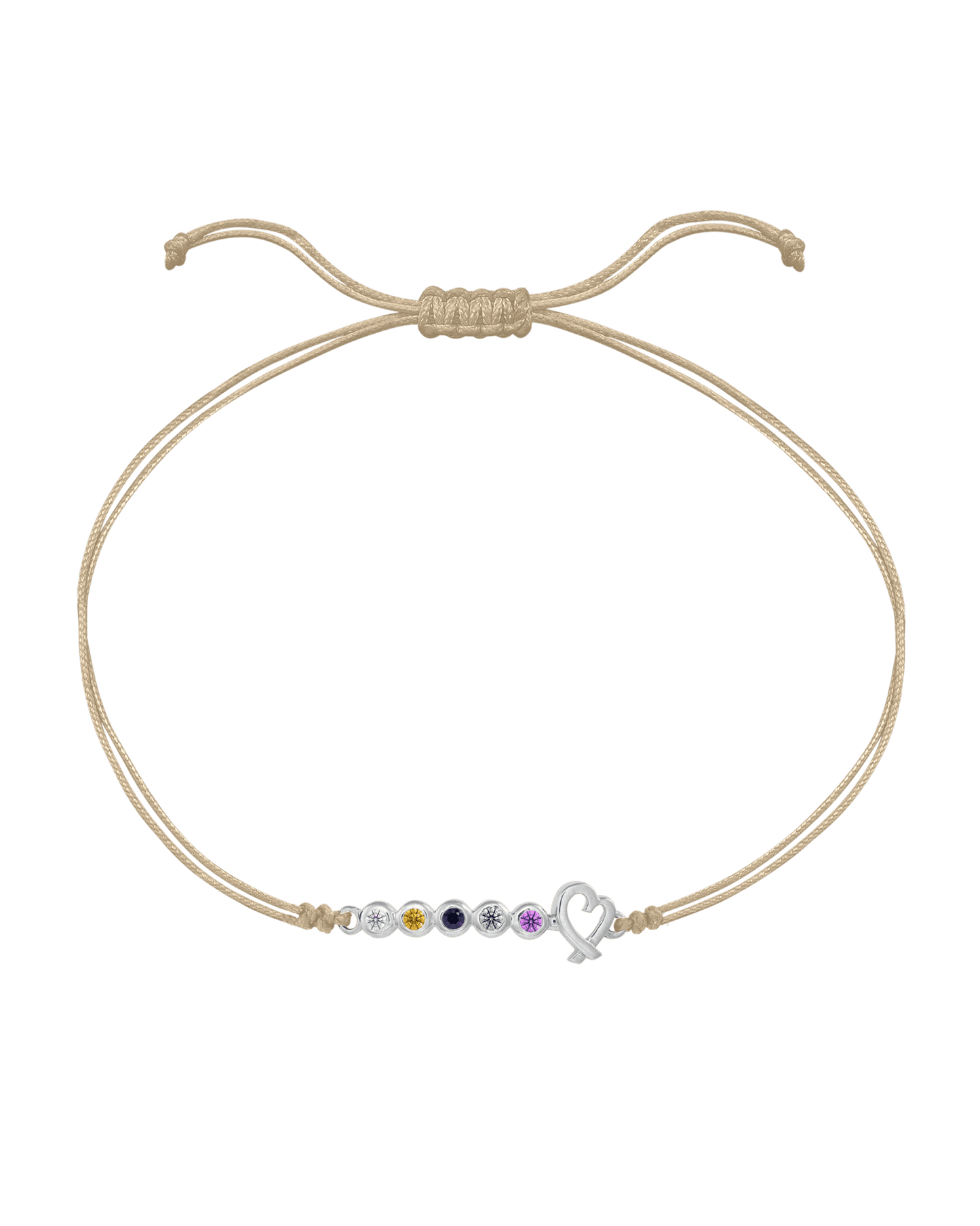 Birthstone Bar Heart Bracelet - 14K White Gold Bracelets 14K Solid Gold Sand 2 