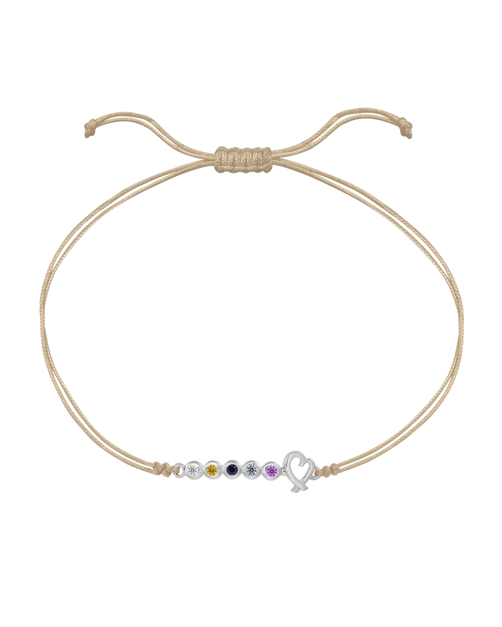 Birthstone Bar Heart Bracelet - 14K White Gold Bracelets 14K Solid Gold Sand 2 