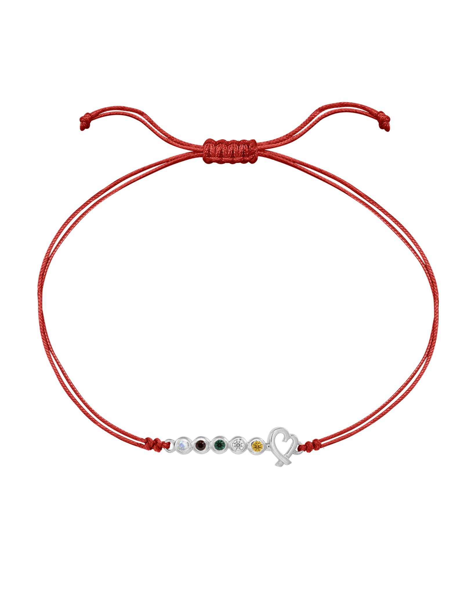 Birthstone Bar Heart Bracelet - 14K White Gold Bracelets 14K Solid Gold Red 2 