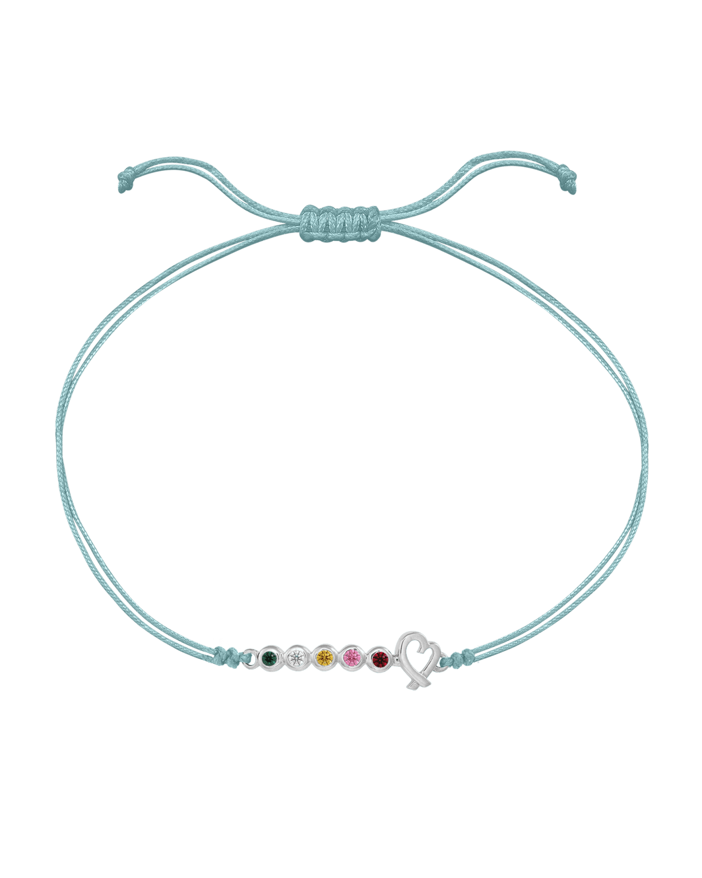 Birthstone Bar Heart Bracelet - 14K White Gold Bracelets 14K Solid Gold Turquoise 2 