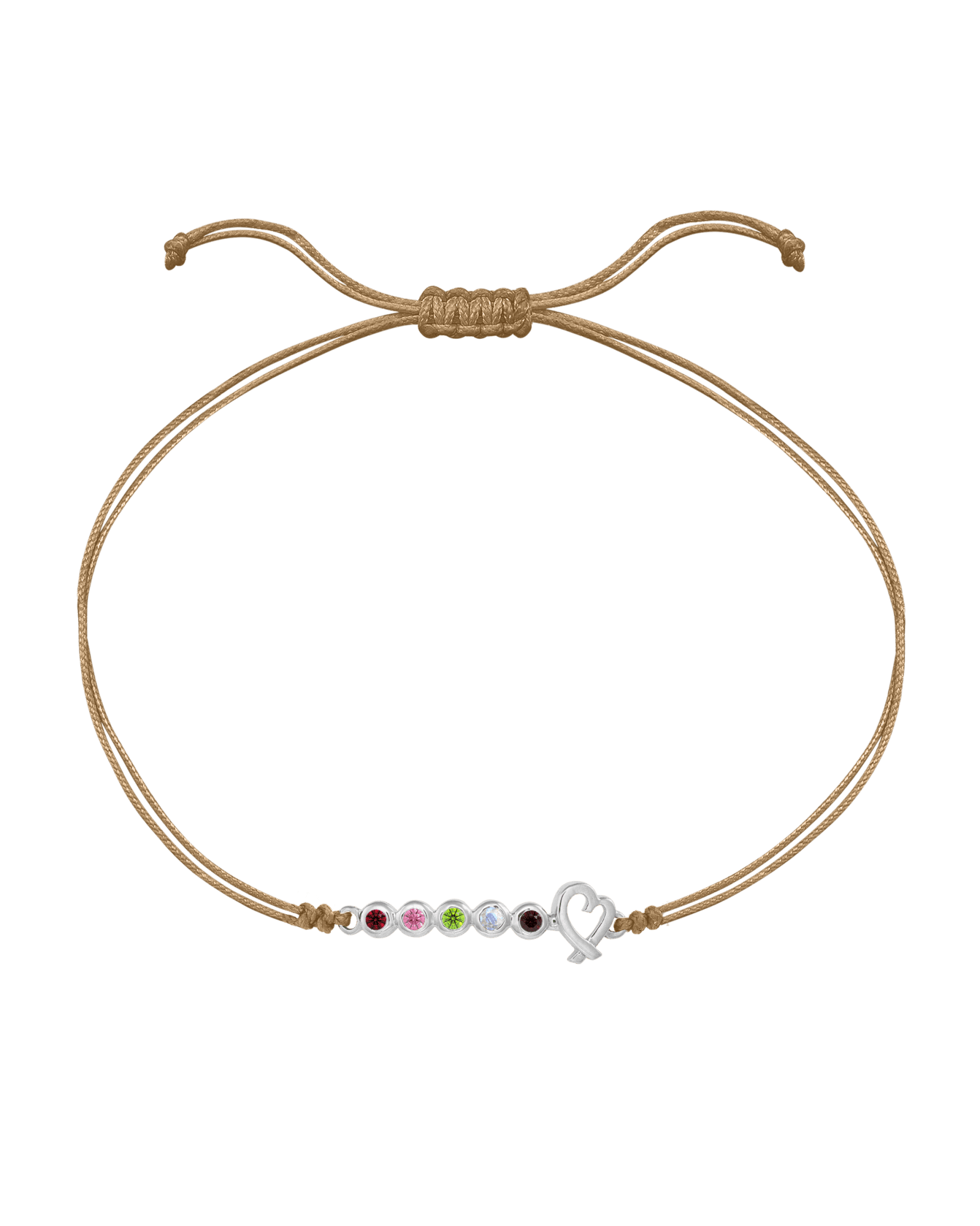 Birthstone Bar Heart Bracelet - 14K White Gold Bracelets 14K Solid Gold Camel 2 