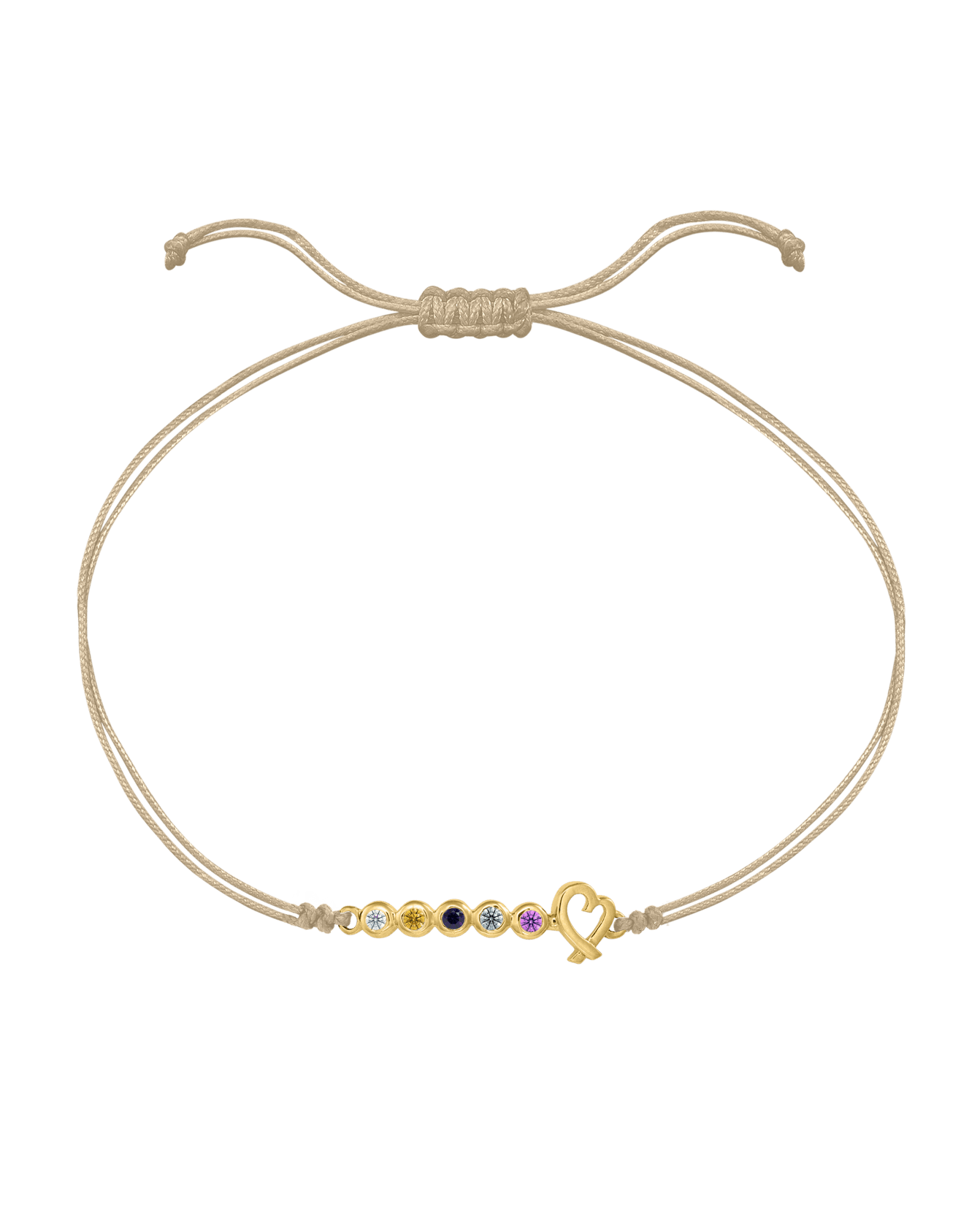 Birthstone Bar Heart Bracelet - 14K Yellow Gold Bracelets 14K Solid Gold Sand 2 
