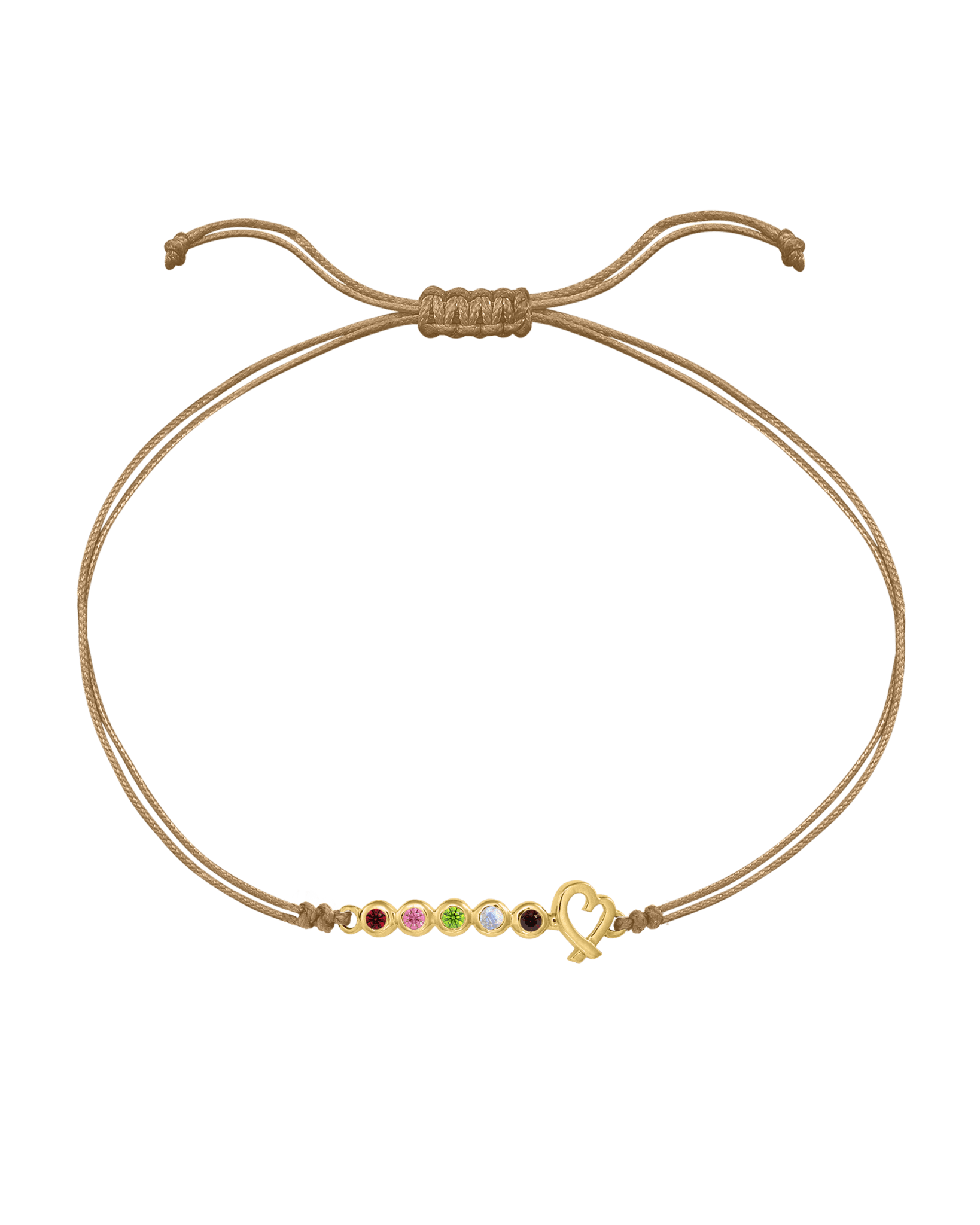 Birthstone Bar Heart Bracelet - 14K Yellow Gold Bracelets 14K Solid Gold Camel 2 