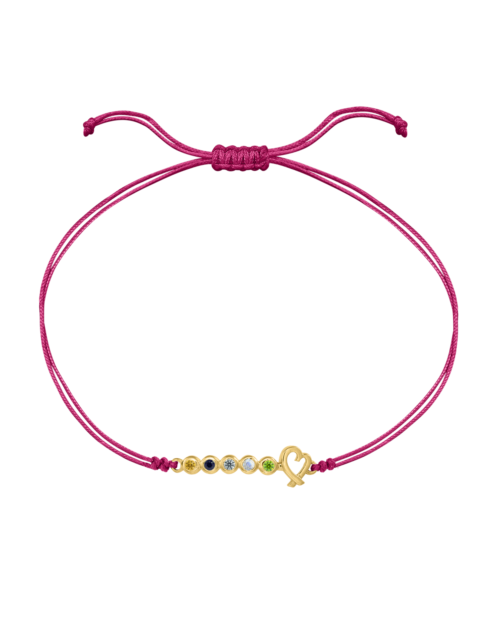 Birthstone Bar Heart Bracelet - 14K Yellow Gold Bracelets 14K Solid Gold Pink 2 