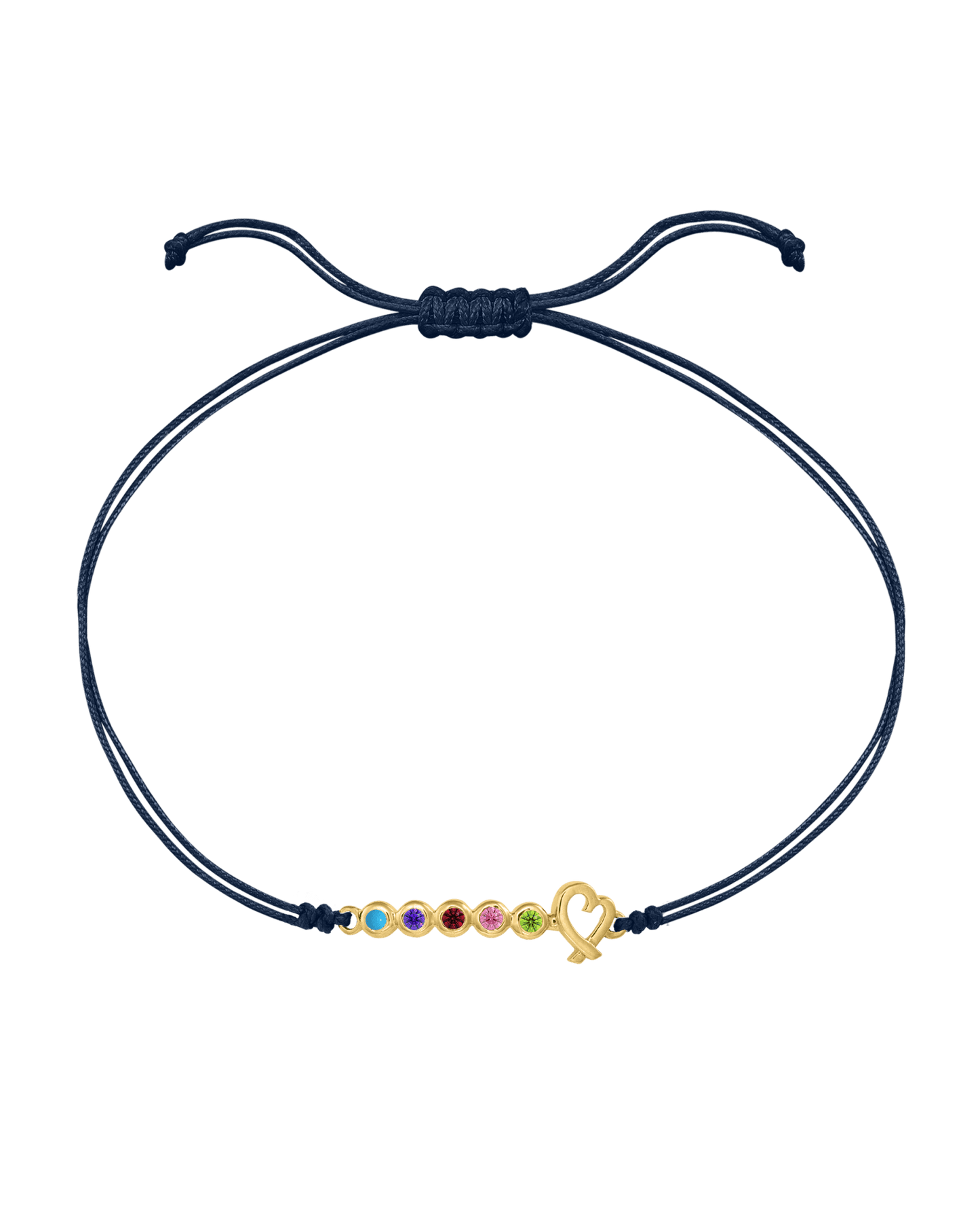 Birthstone Bar Heart Bracelet - 14K Yellow Gold Bracelets 14K Solid Gold Navy Blue 2 