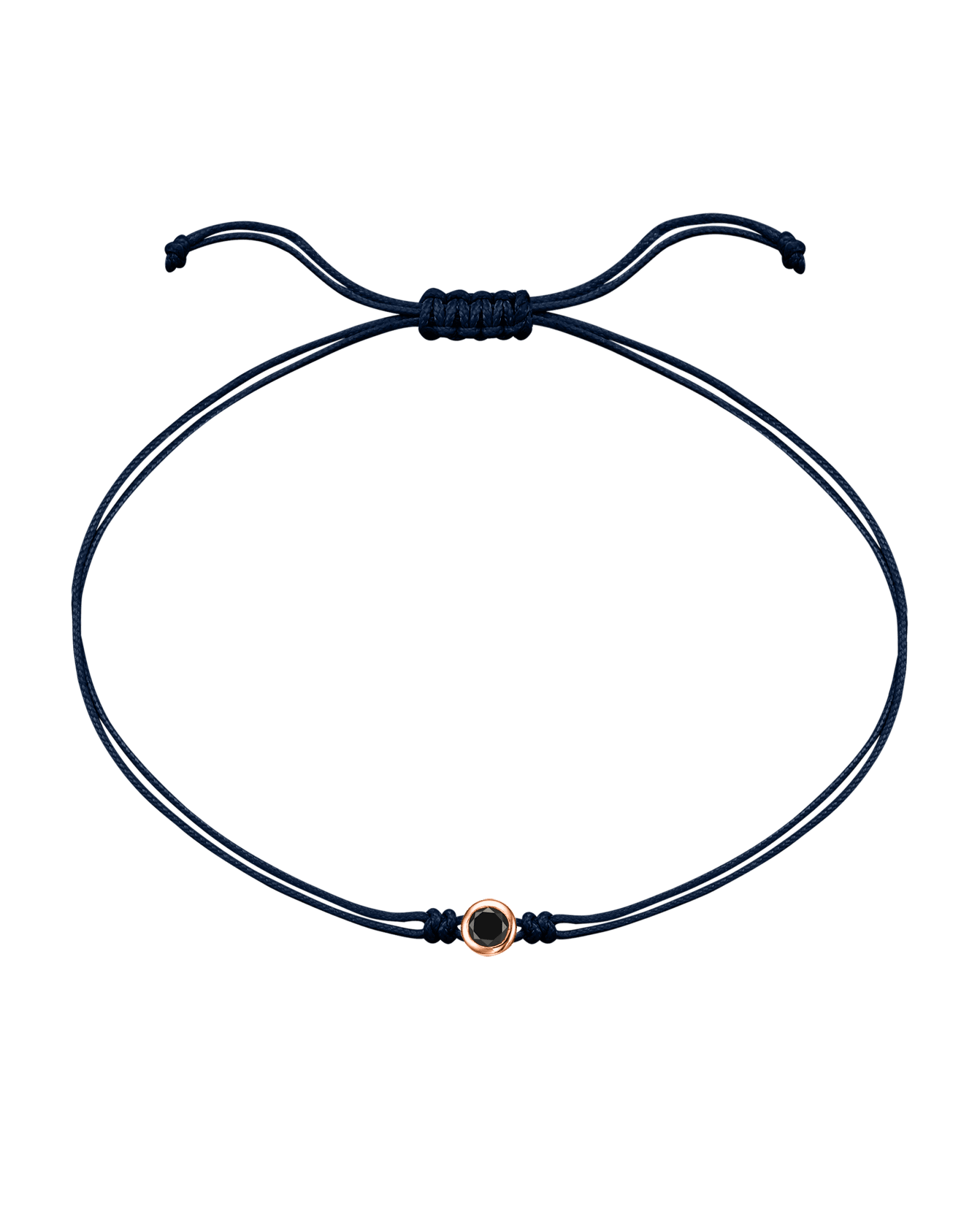 Black Diamond String Of Love - 14K Rose Gold Bracelets 14K Solid Gold Navy Blue 