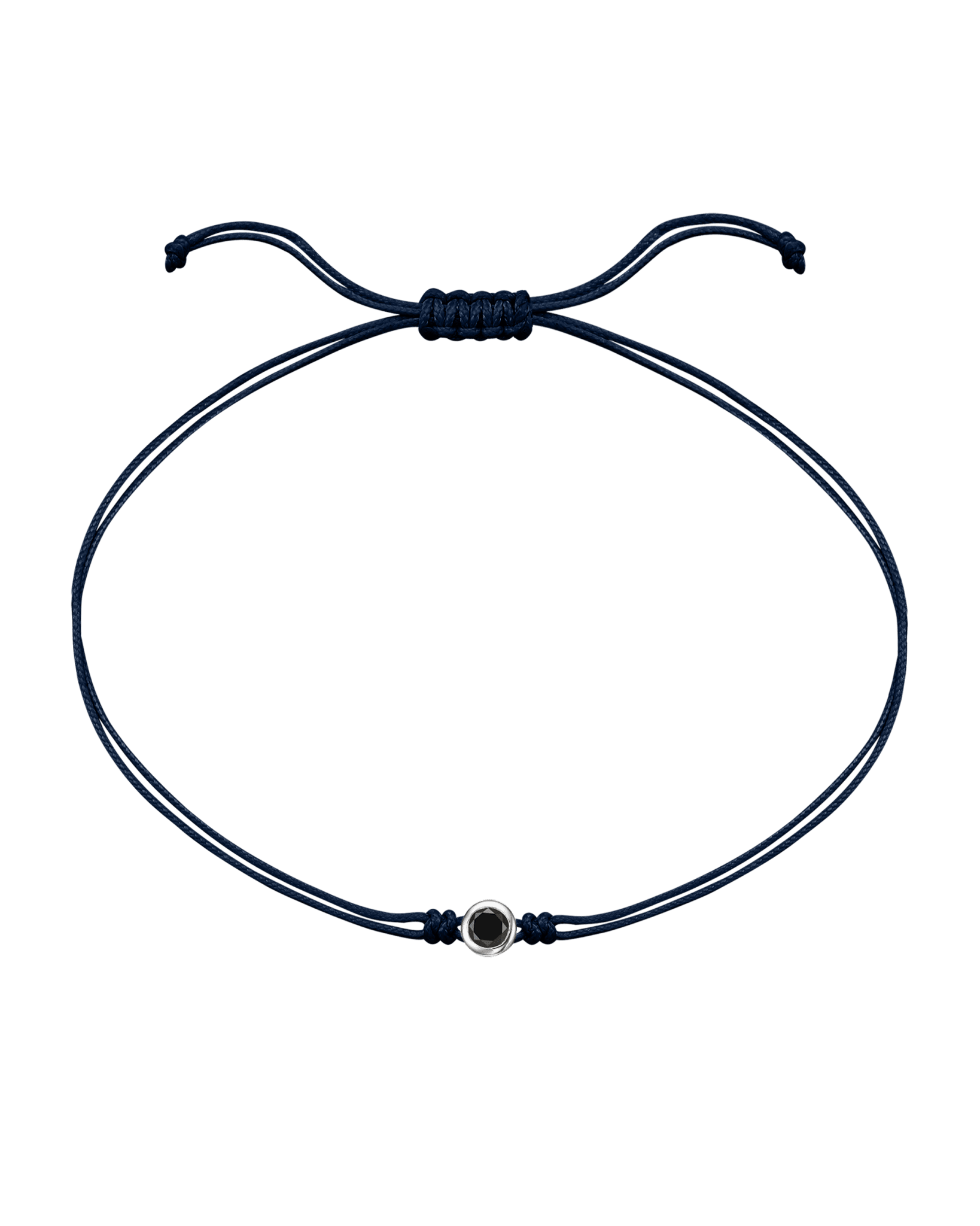 Black Diamond String Of Love - 14K White Gold Bracelets 14K Solid Gold Navy Blue 