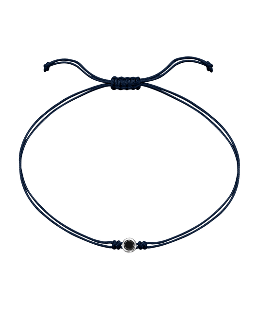 Black Diamond String Of Love - 14K White Gold Bracelets 14K Solid Gold Navy Blue 