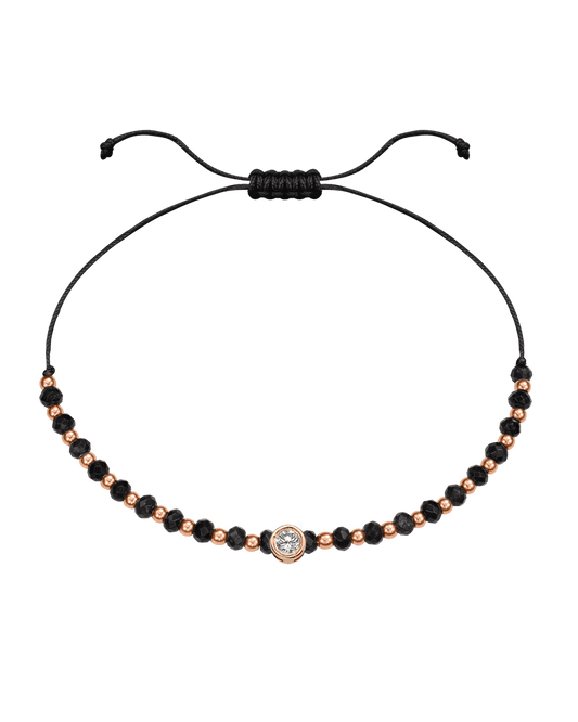 Black Onyx Gemstone String of Love Bracelet for Protection - 14K Rose Gold Bracelets 14K Solid Gold Black Large: 0.1ct 