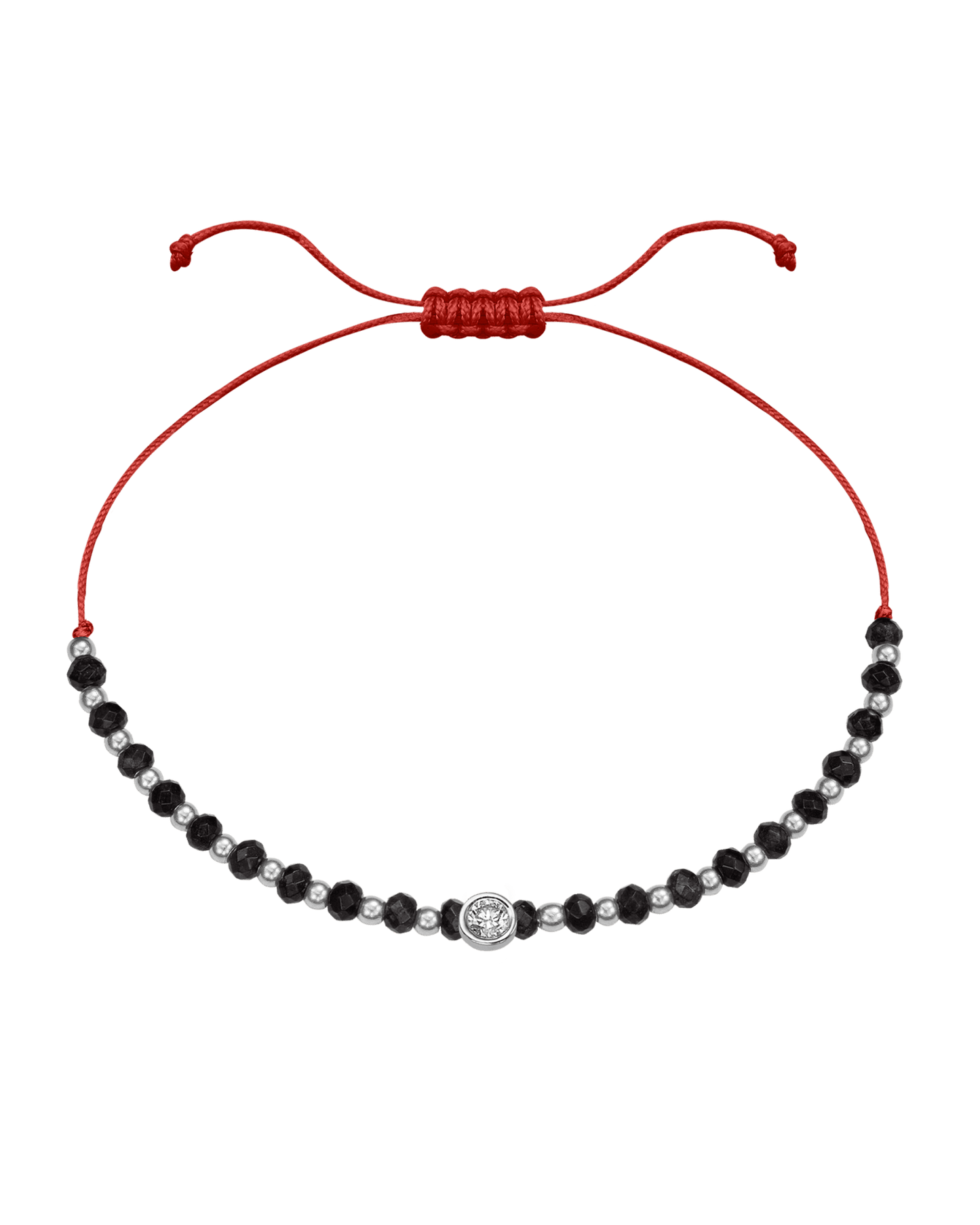 Black Onyx Gemstone String of Love Bracelet for Protection - 14K White Gold Bracelets 14K Solid Gold Red Large: 0.1ct 