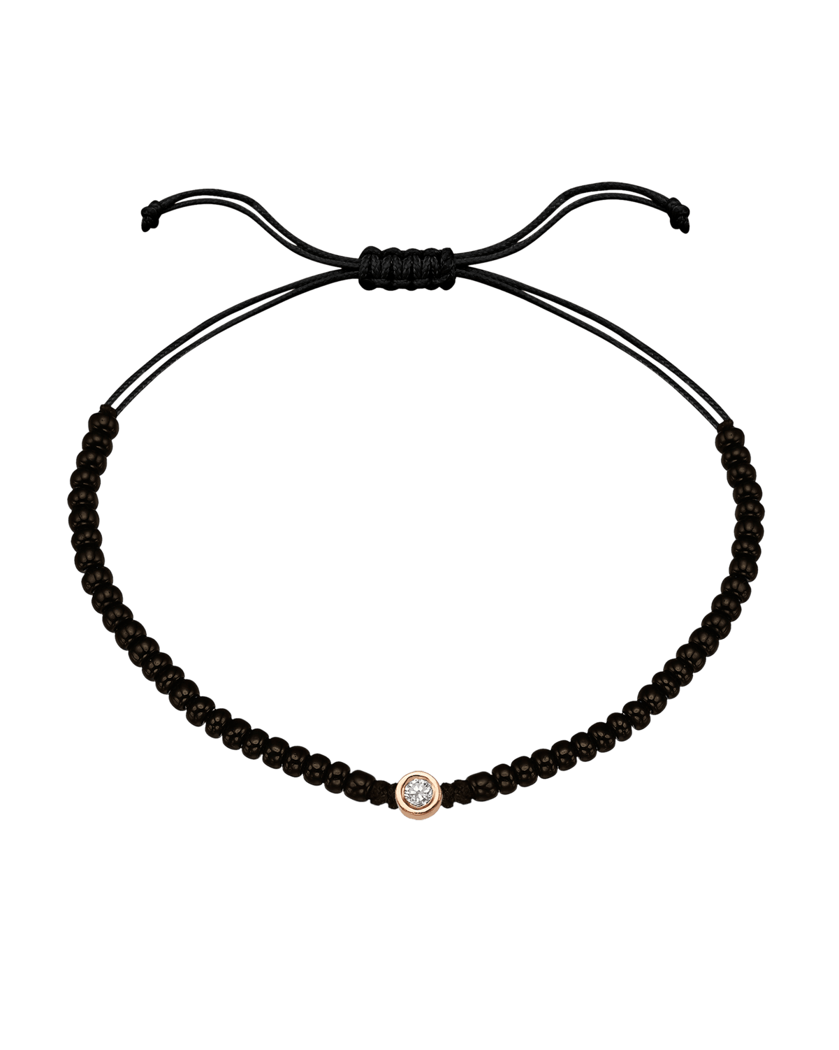 Black Onyx String Of Love - 14K Rose Gold Bracelets magal-dev Medium: 0.04ct 