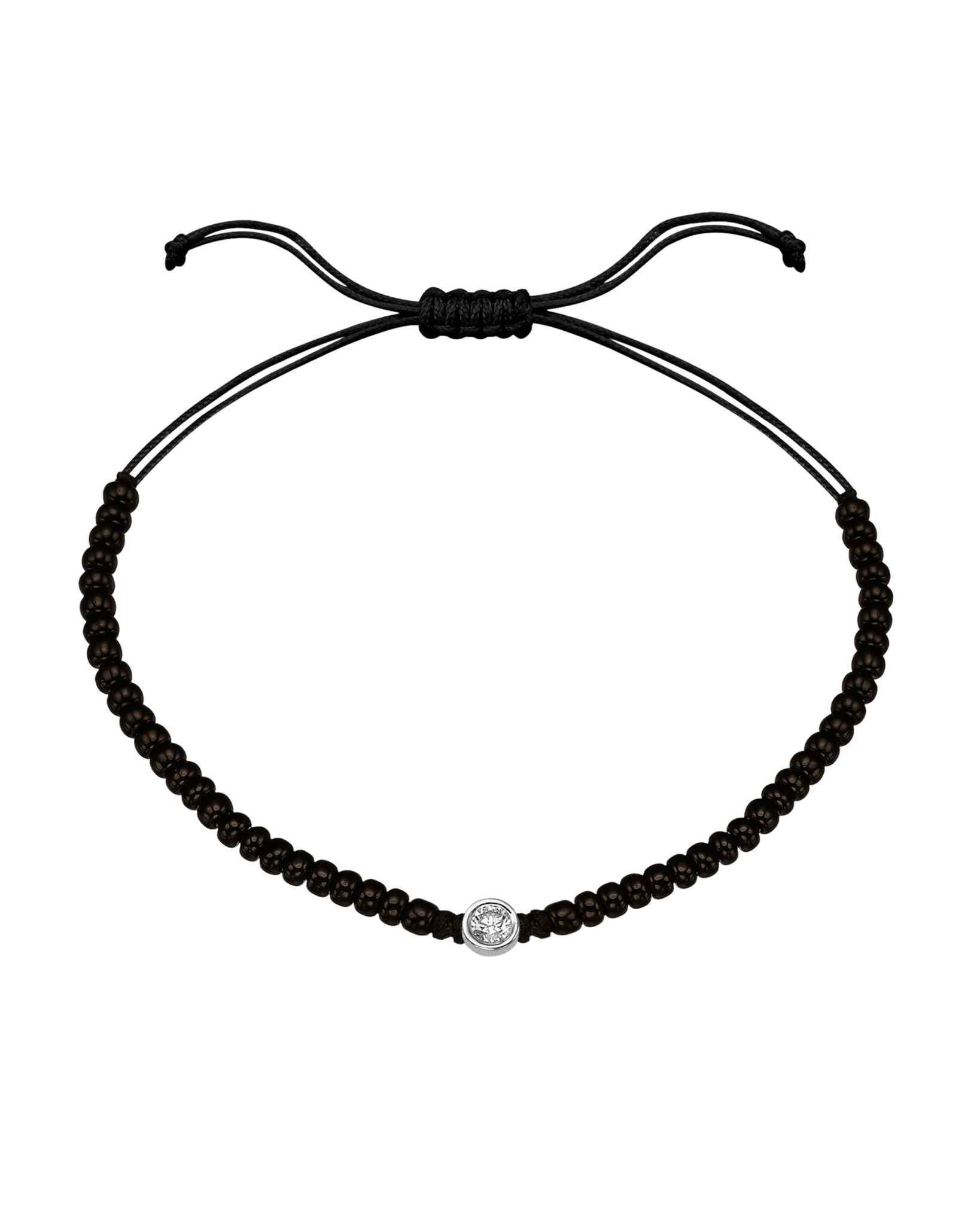 Black Onyx String Of Love - 14K White Gold Bracelets magal-dev Large: 0.1ct 