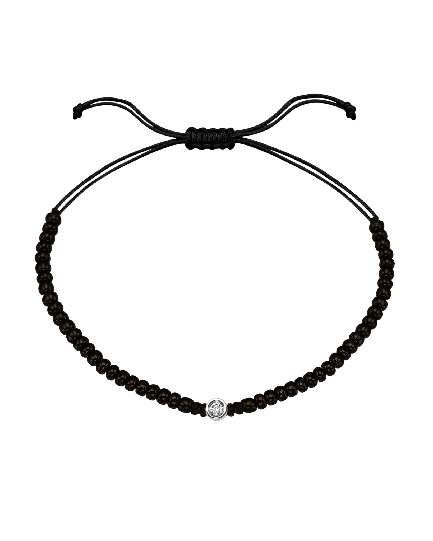 Black Onyx String Of Love - 14K White Gold Bracelets magal-dev Small: 0.03ct 