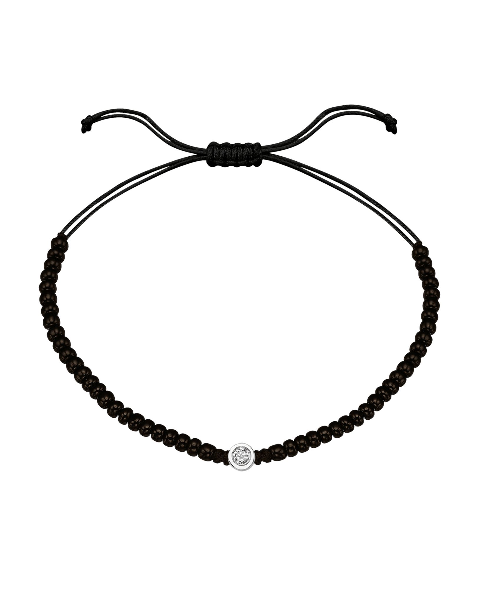 Black Onyx String Of Love - 14K White Gold Bracelets magal-dev Medium: 0.04ct 
