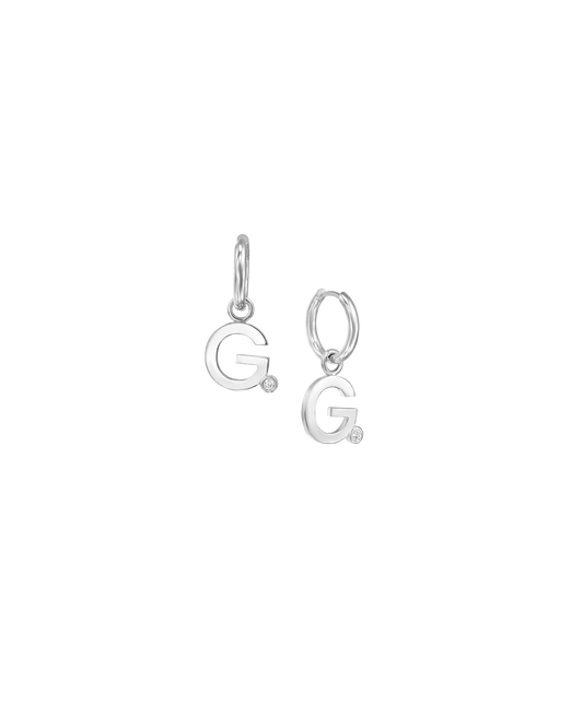 Charm Huggies in Print with Diamond - 925 Sterling Silver Earrings magal-dev 