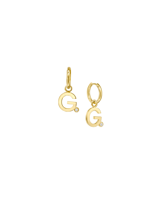 Charm Huggies in Print with Diamond - 18K Gold Vermeil Earrings magal-dev 